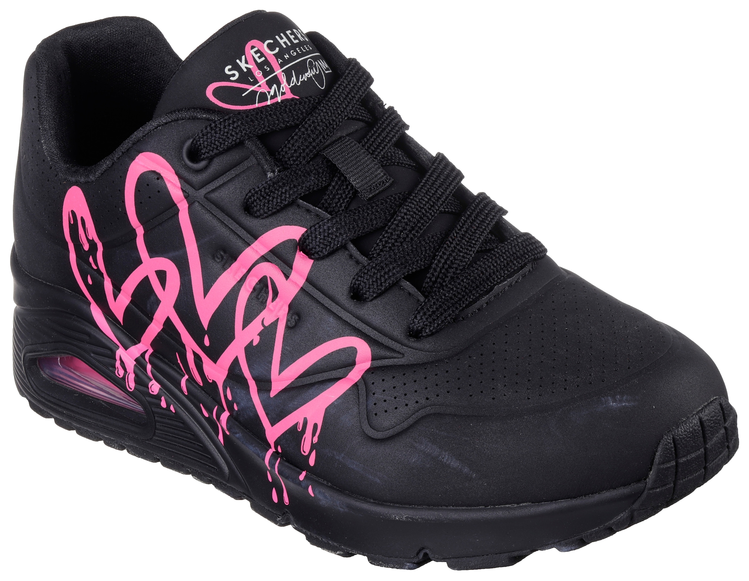 Skechers Sneaker "UNO DRIPPING IN LOVE", mit Herzen-Graffity-Print, Freizeitschuh, Halbschuh, Schnürschuh