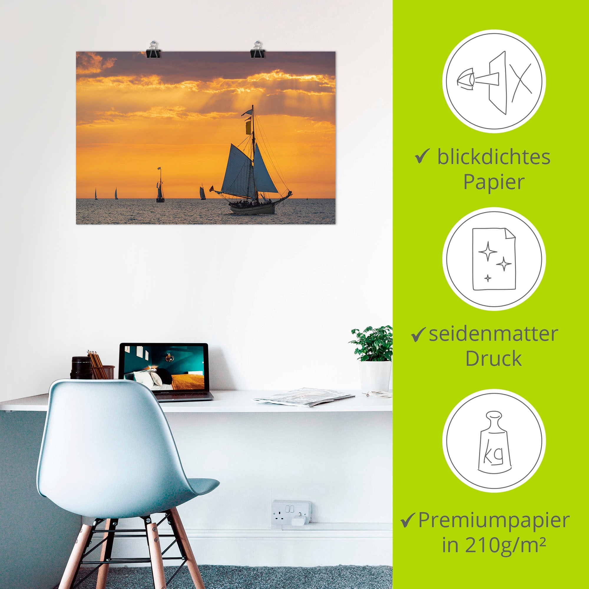 Artland Wandbild »Segelschiffe auf der Hanse Sail in Rosto«, Gewässer, (1 St.), als Alubild, Leinwandbild, Wandaufkleber oder Poster in versch. Größen