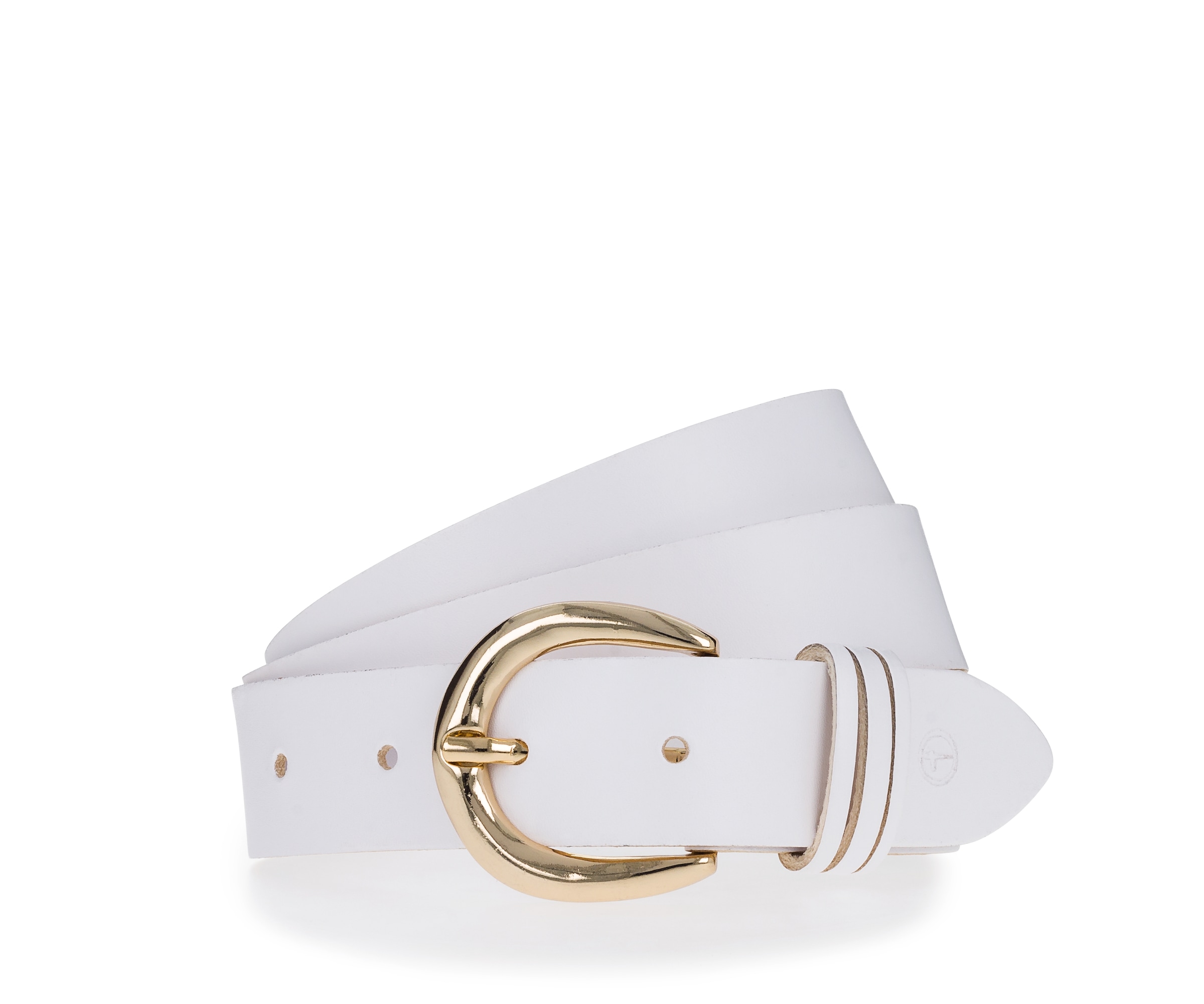 Tamaris Ledergürtel 3cm breit, schlichte Dornschnalle in Gold, dezentes Markenlogo