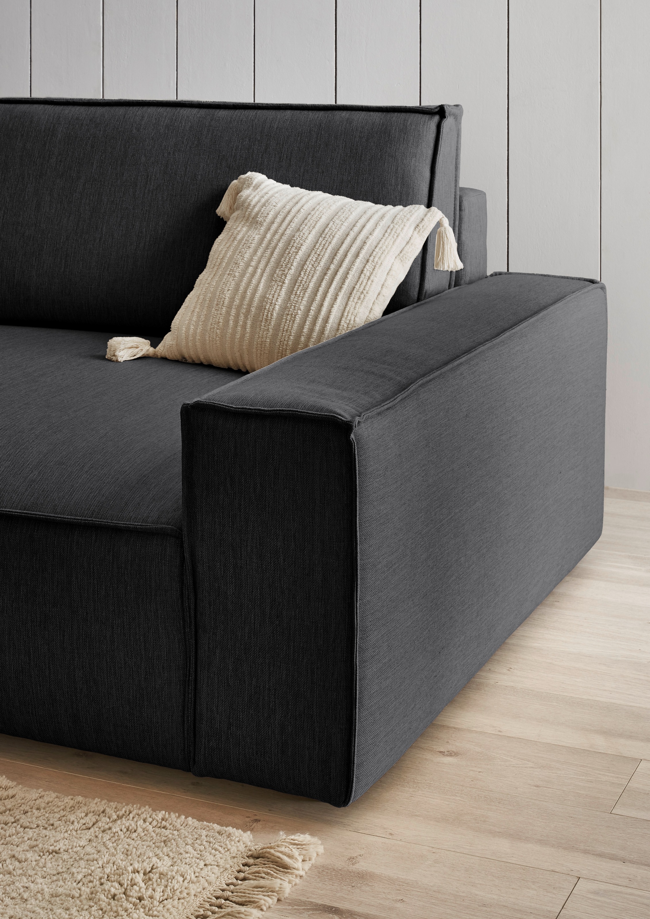 Home affaire Big-Sofa »NEU: SHERWOOD XXL, Big-Sofa (316cm), extra tiefe Sitzfläche 95 cm«, bequemer Sitzkomfort, Cord u. Leinenoptik, Kedernaht