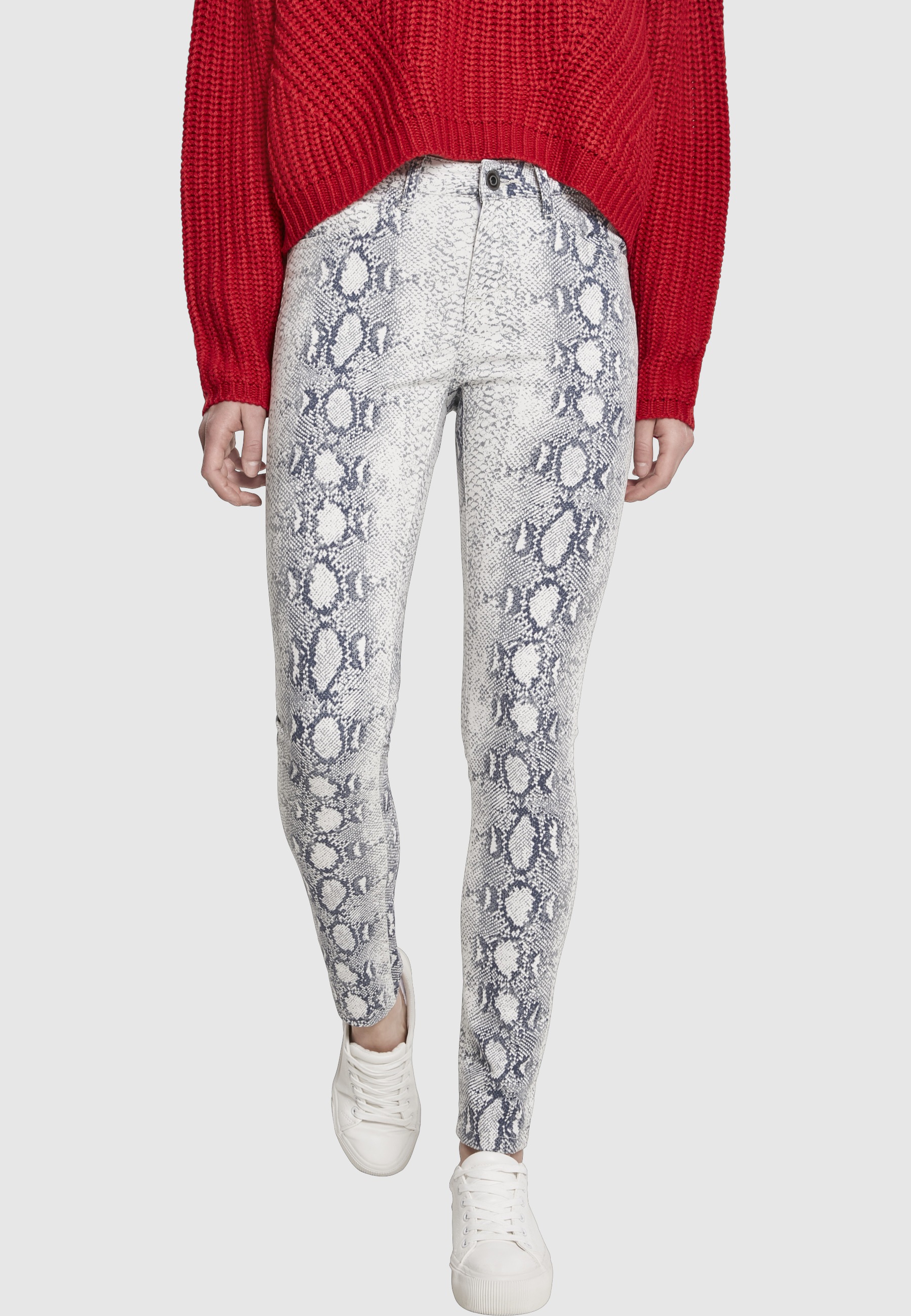 URBAN CLASSICS Stoffhose »Urban Classics Damen Ladies Animal Stretch Twill Skinny Pants«