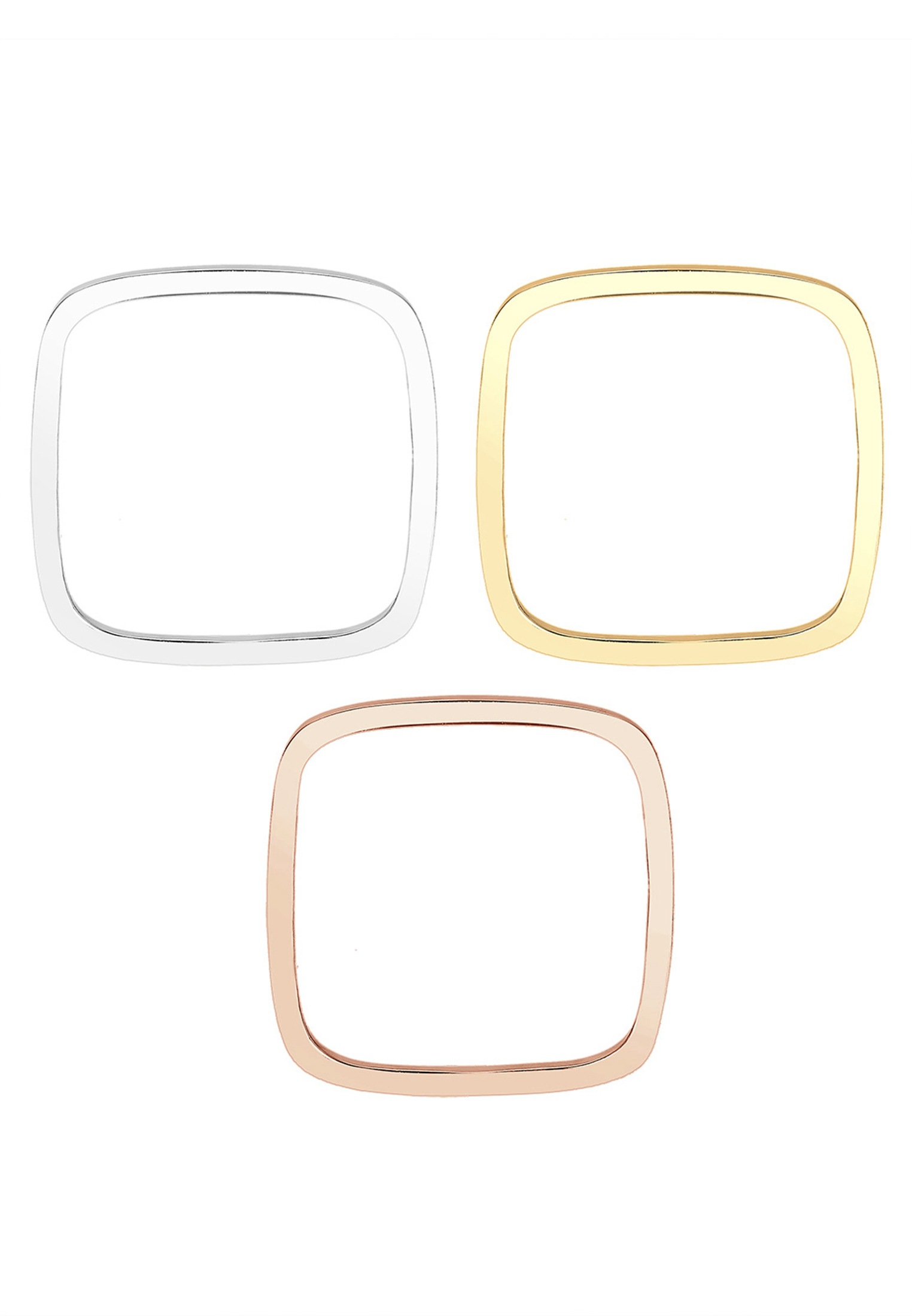 Elli Ring-Set »Tri-Color Statement Viereck Set 925 Silber vergoldet«