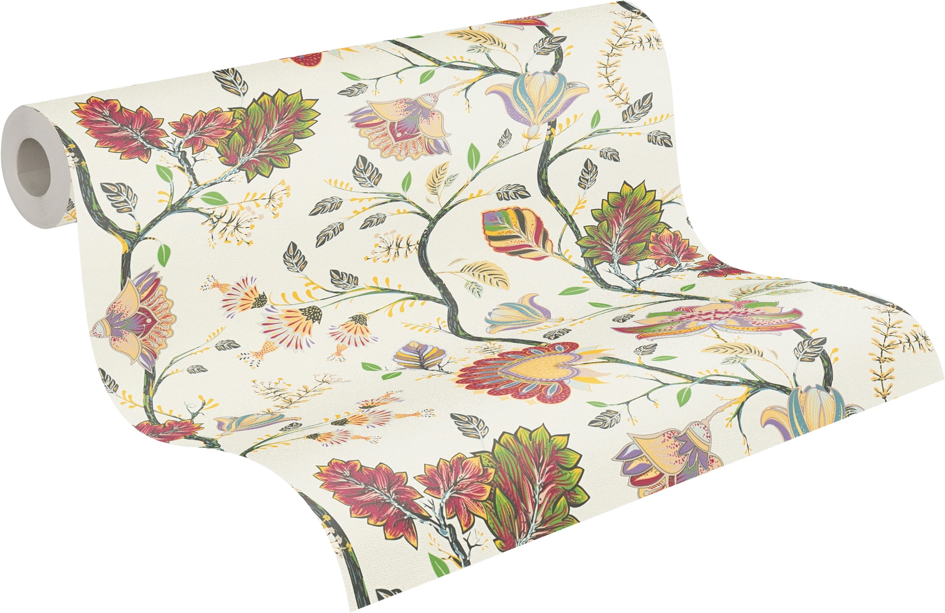 A.S. Création Vliestapete »Bunte Floral« geblümt leicht strukturiert Vliestapete floral Blumen Landhaus, Bunt und Creme