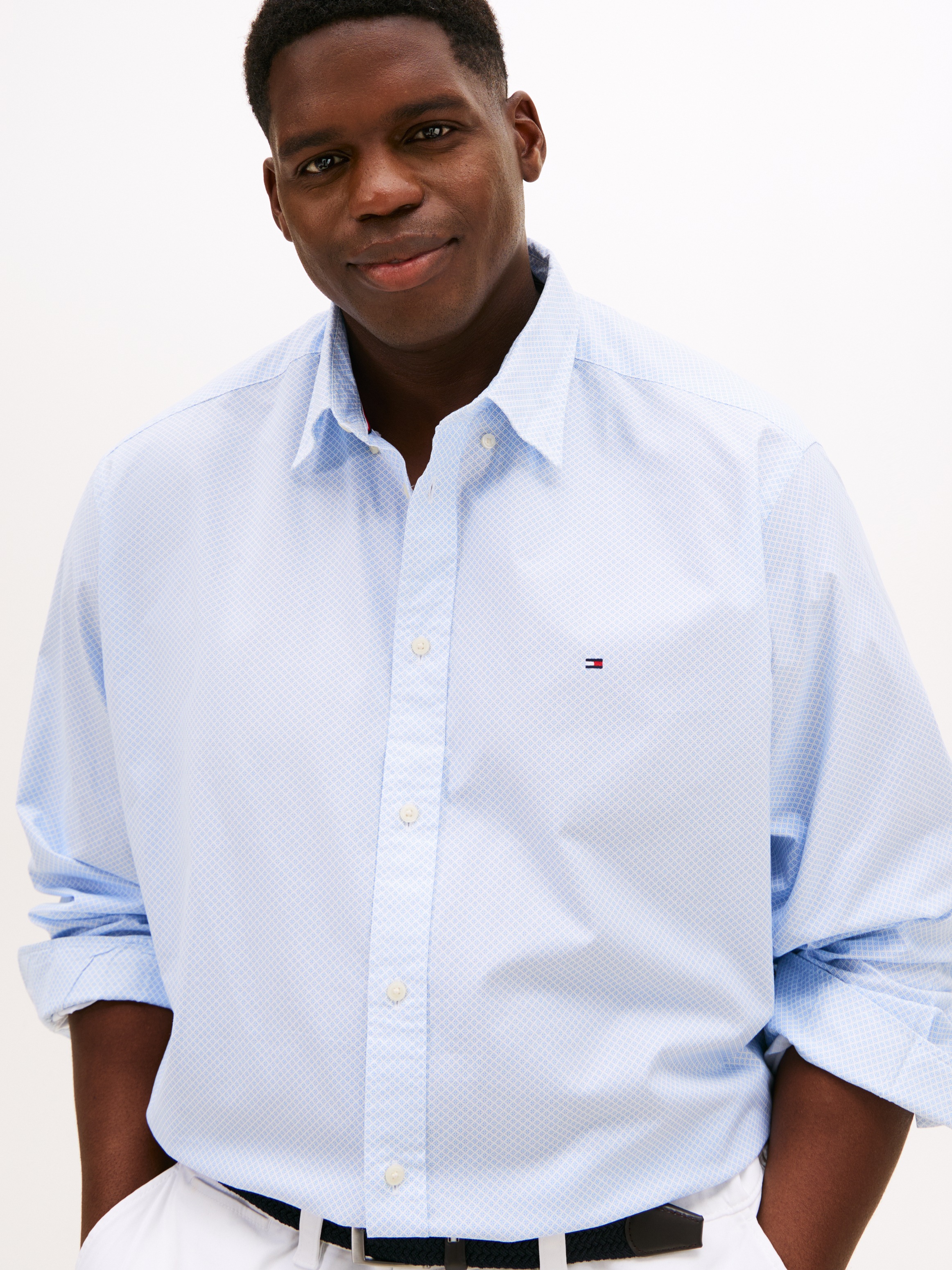 Tommy Hilfiger Big & Tall Langarmhemd »BT-FLEX POPLIN MICRO«, Große Größen, Button-down-Kragen, Businesshemd, Regular Fit