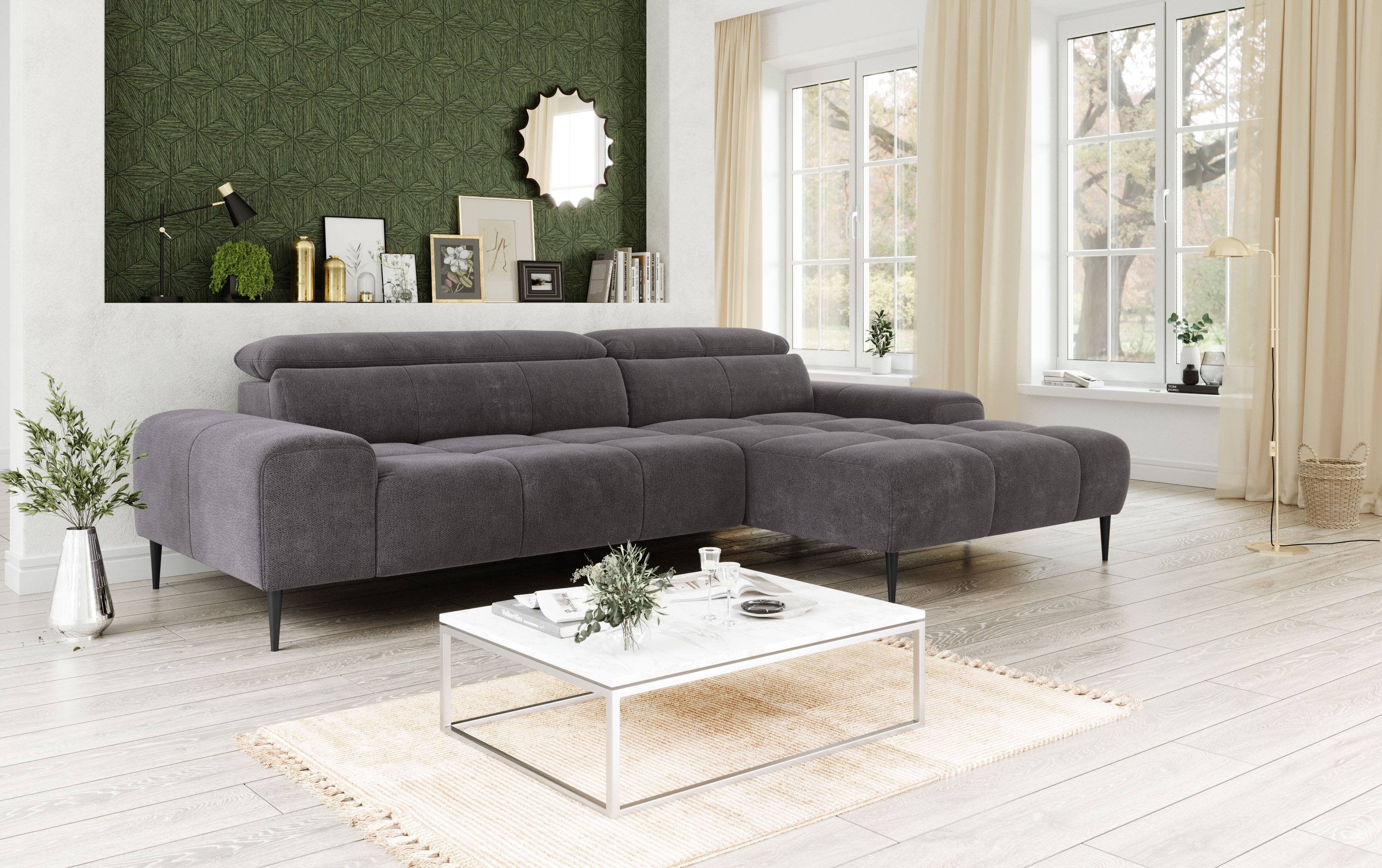 OTTO home Ecksofa "Theo L-Form, B: 290 cm" mit Kopfteilverstellung, optional Sitztiefenverstellung