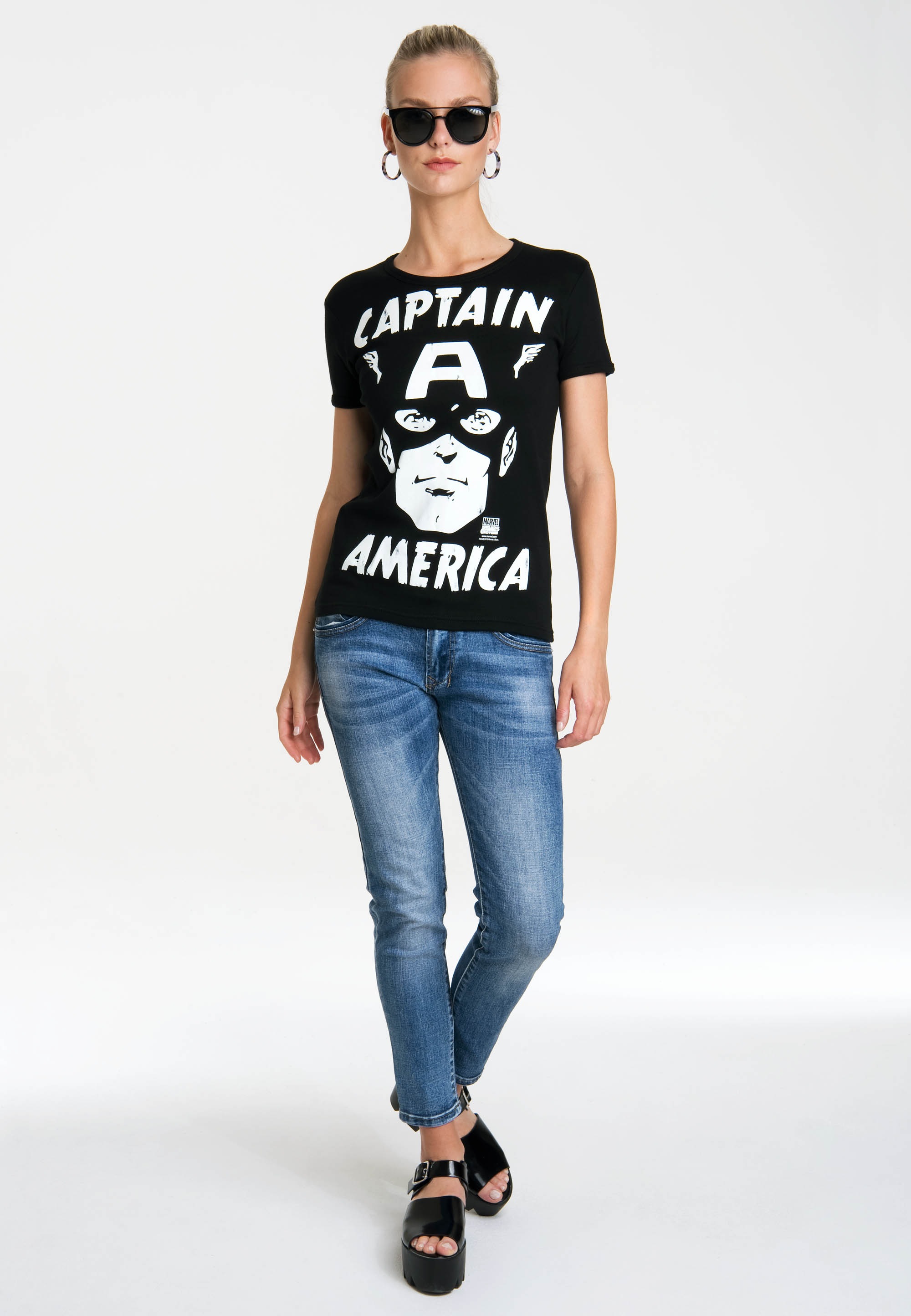 LOGOSHIRT T-Shirt »Captain America – Portrait«, mit lizenziertem Originaldesign