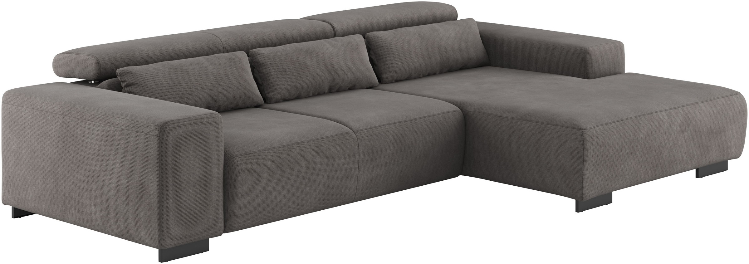 Ecksofa COTTA "Side L-Form, mit Kopfteilverstellung & 3 Nierenkissen", grau (stone), B:304cm H:71cm T:186cm, 96% POLYESTER (PES) / 4% POLYAMID (PA), Sofas, Ecksofa, optional motorische Sitztiefenverstellung 8