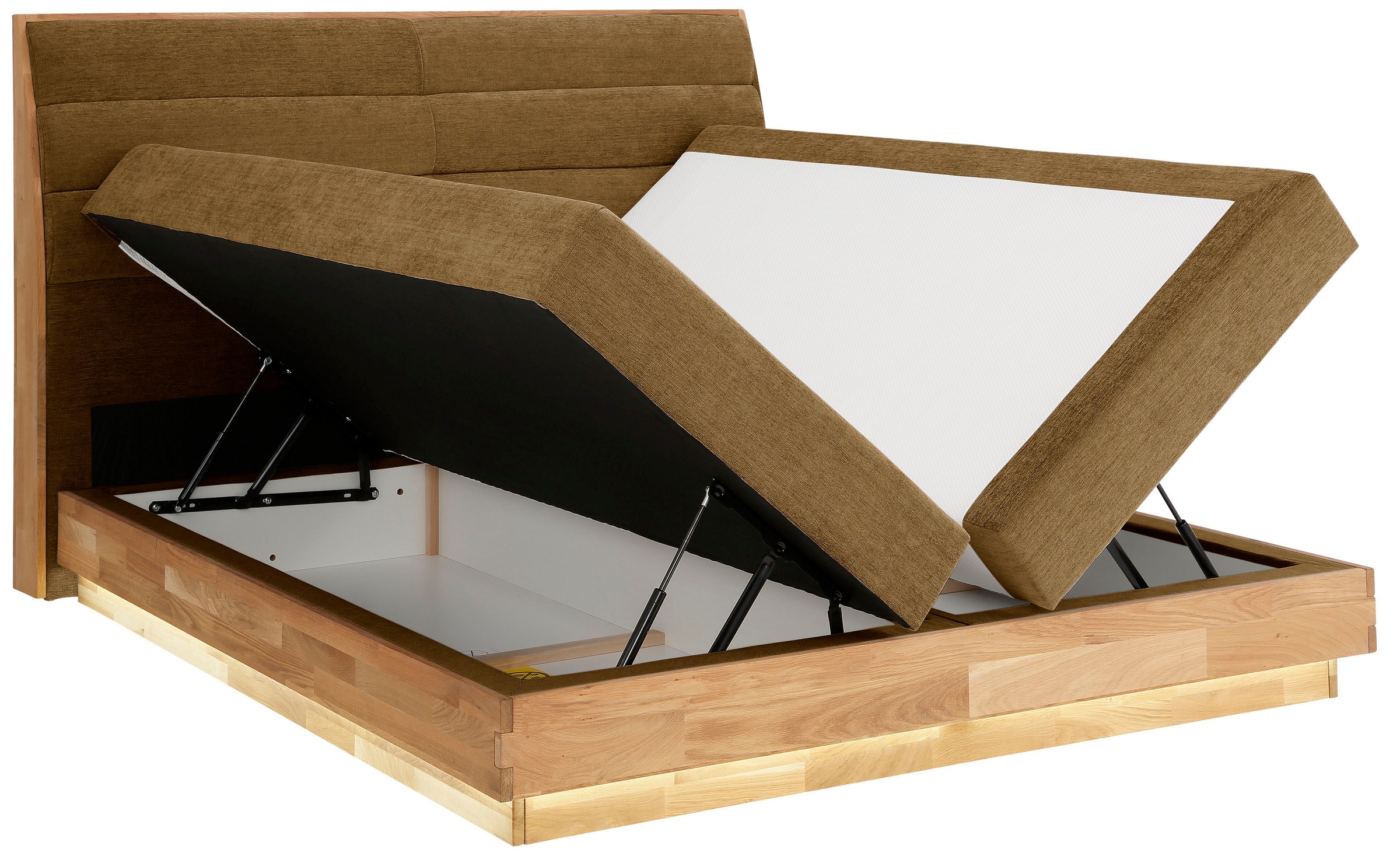 OTTO products Boxspringbett, LED-Beleuchtung, mit zertifizierten, recycelten Bezugsstoffen