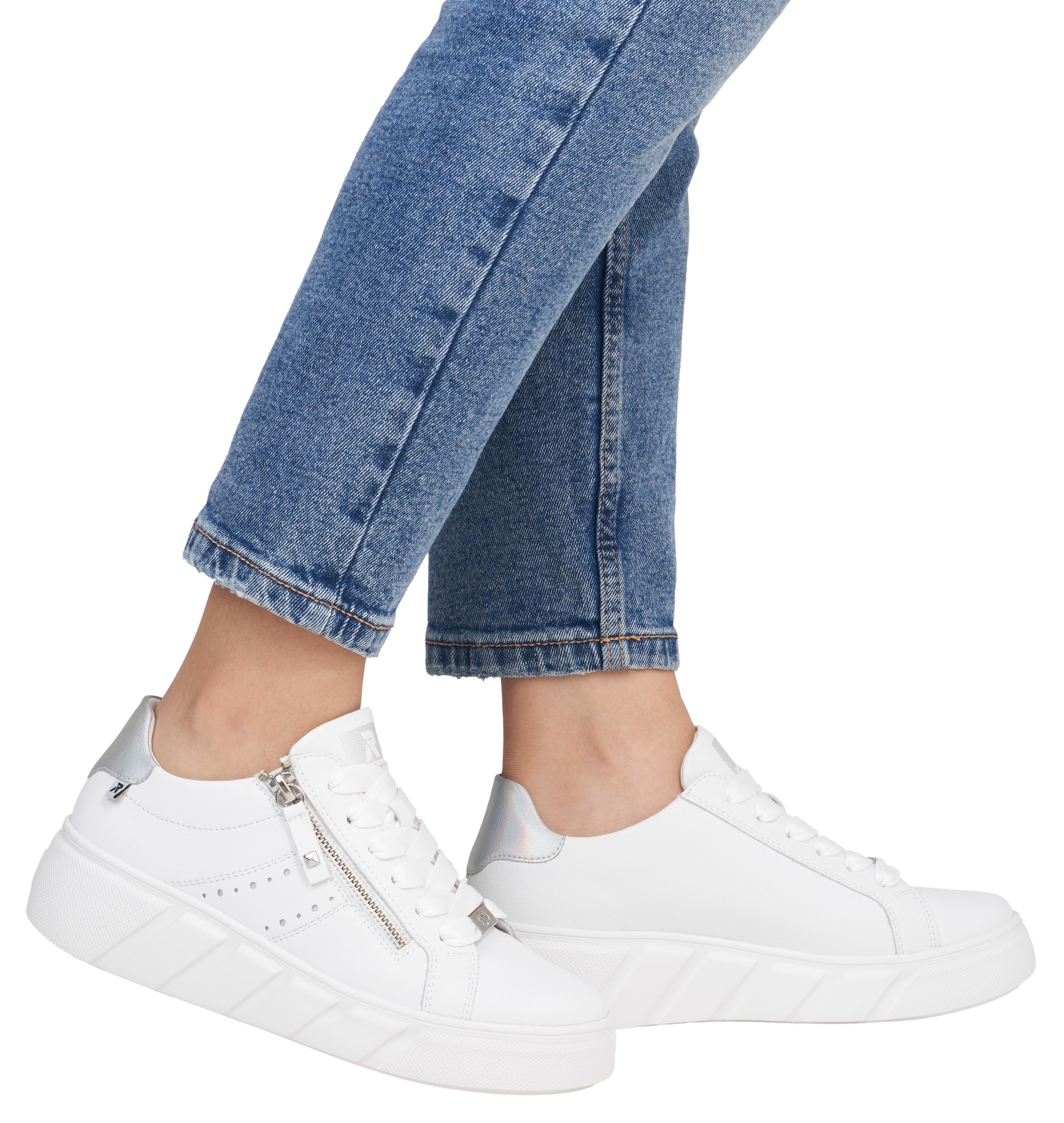 RIEKER Sport Plateausneaker, Freizeitschuh, Halbschuh, Schnürschuh mit seitlicher Perforation