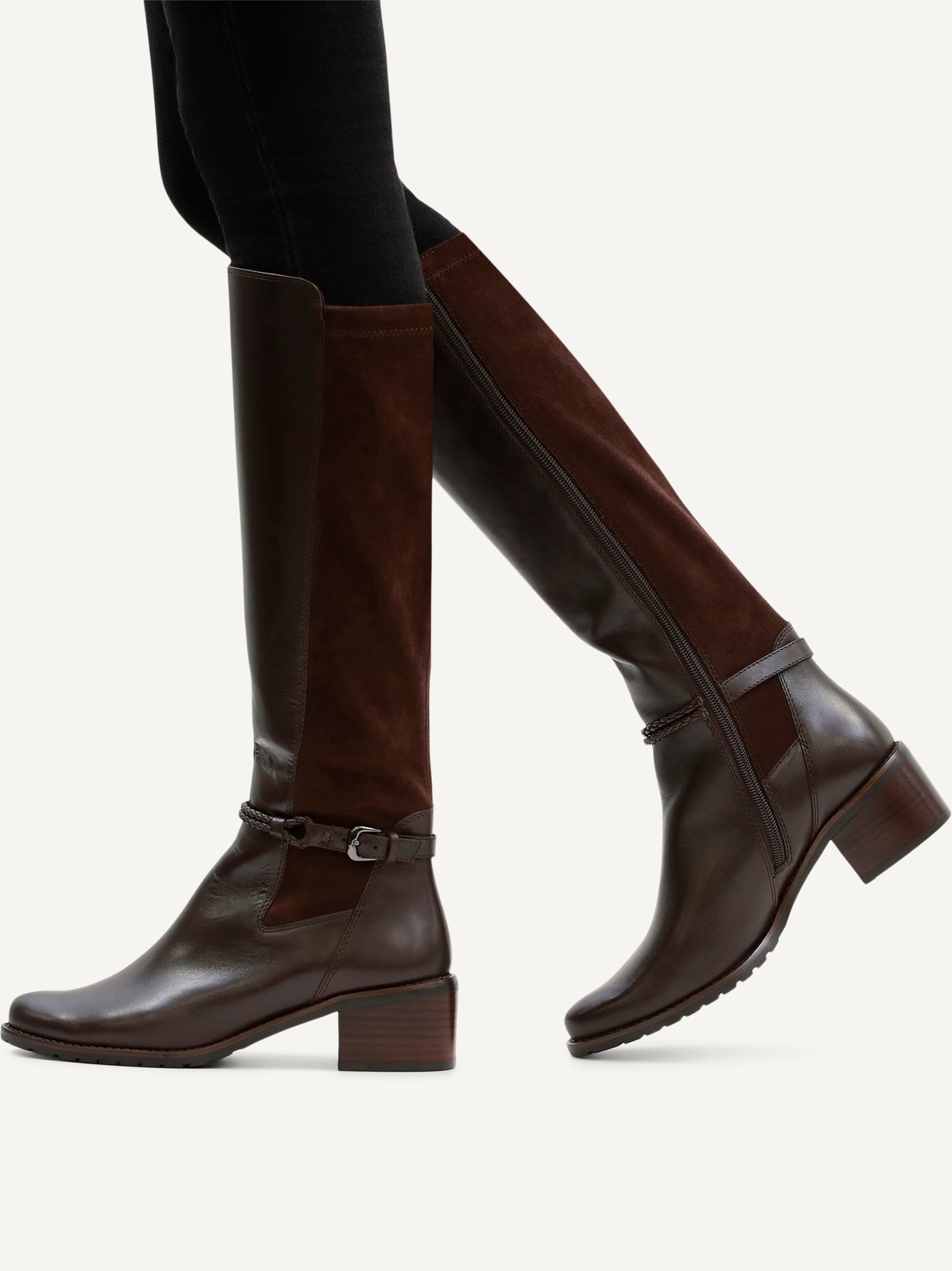 Caprice Stiefel, Blockabsatz, Langschaftstiefel, Businessstiefel mit Reißverschluss