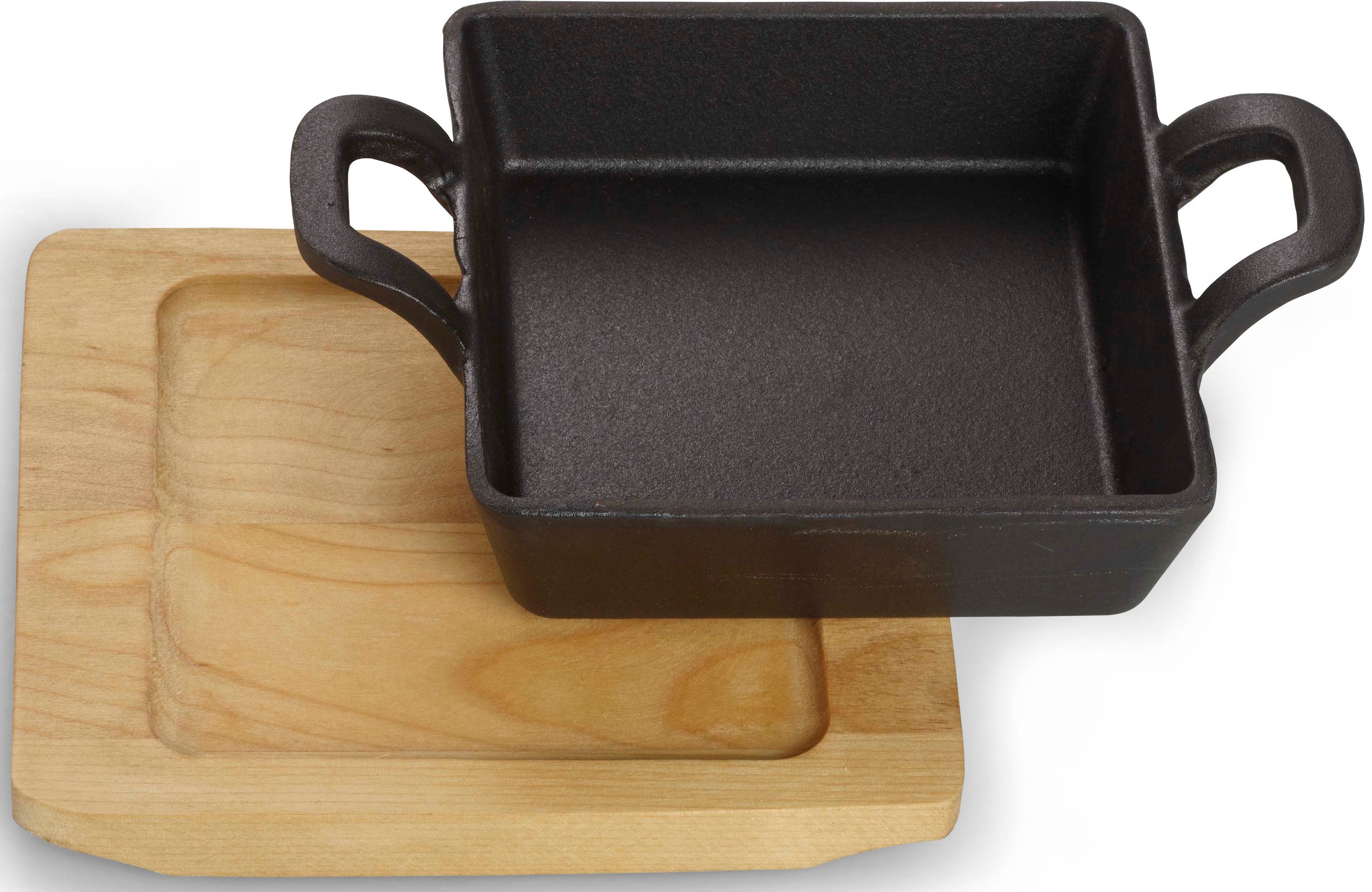 ECHTWERK Servierpfanne »Servierschale«, Gusseisen, bereits einbrannt, f.Backöfen, Grill, BBQ, incl. Servierbrett