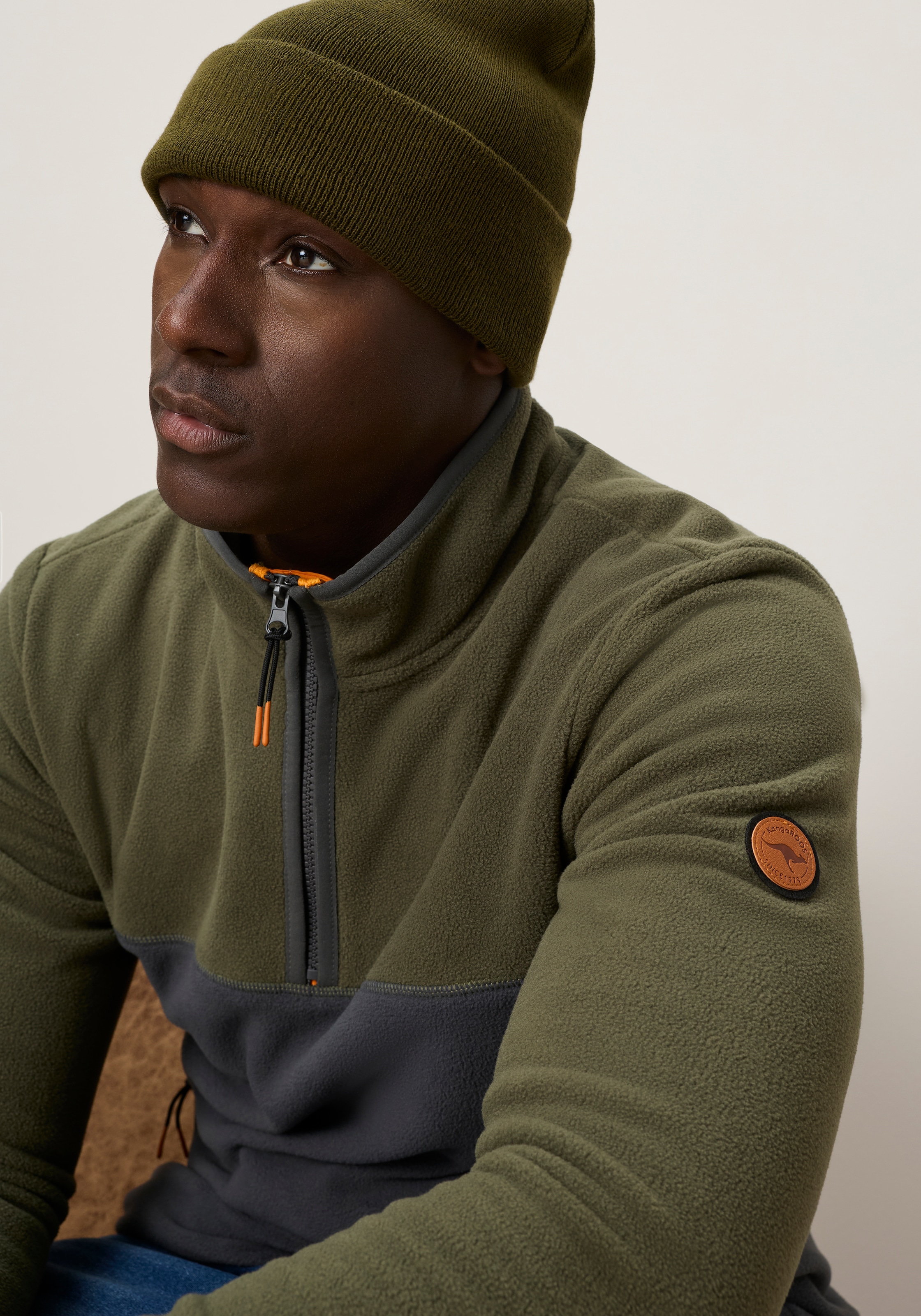 KangaROOS Fleecepullover , mit hochschließendem Kragen, Langarm-Design, auch in größeren Größen
