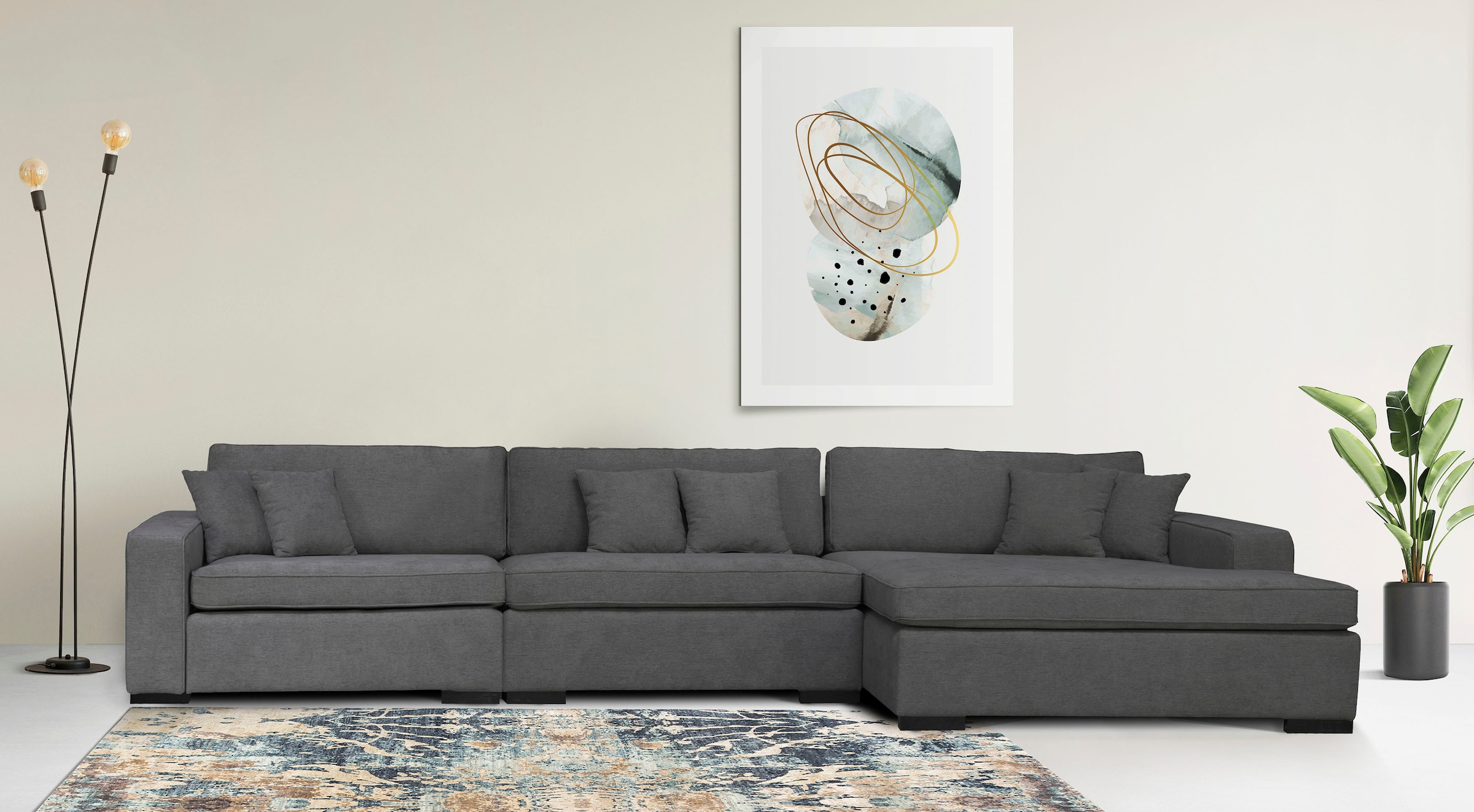 Home affaire Ottomane "Skara L-Form", Lounge-Sofa mit Federkernpolsterung, günstig online kaufen
