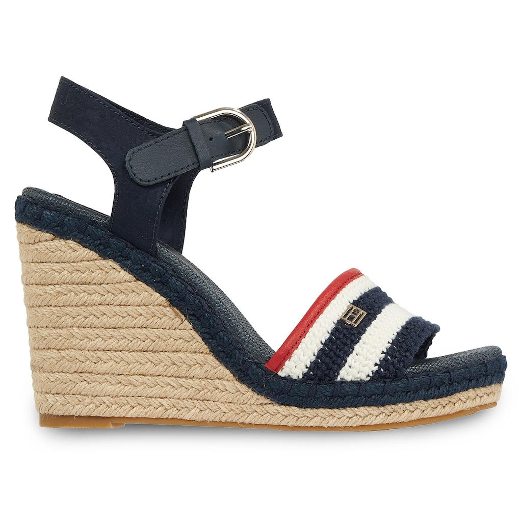 Tommy Hilfiger High-Heel-Sandalette »FEMININE CROCHET HIGH WEDGE«, mit verstellbarer Schnalle