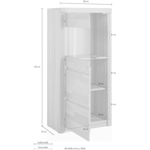 Woltra Vitrine »Silkeborg«, schöne grifflose Optik, teilmassiv kaufen | BAUR