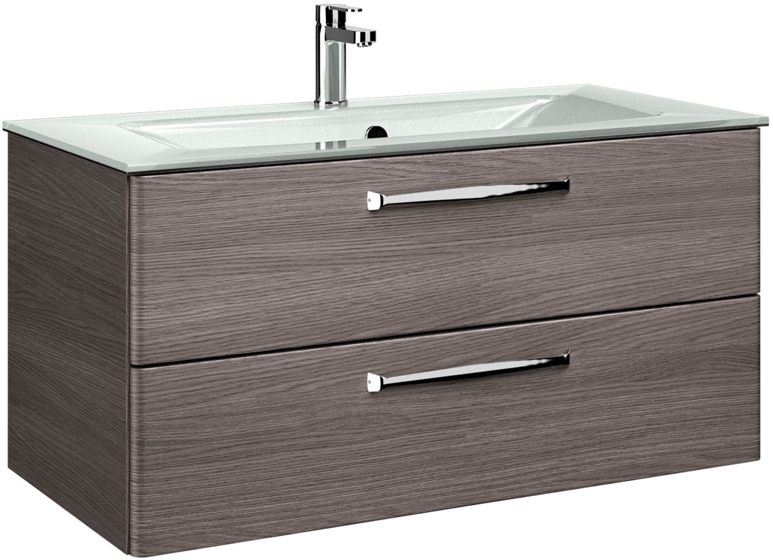 Thumbnail - Saphir Badmöbel-Set "Trentino 2-teilig Glas-Waschtisch, Spiegelschrank mit LED-Leuchte" 3 Stk. tlg.