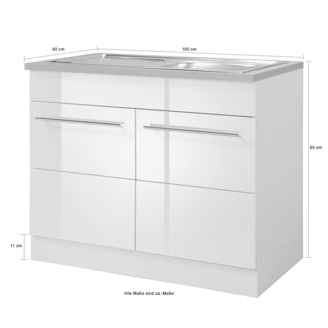 HELD MÖBEL Spülenschrank »Wien«, Breite 100 cm, inkl. Einbauspüle kaufen |  BAUR | Spülenschränke