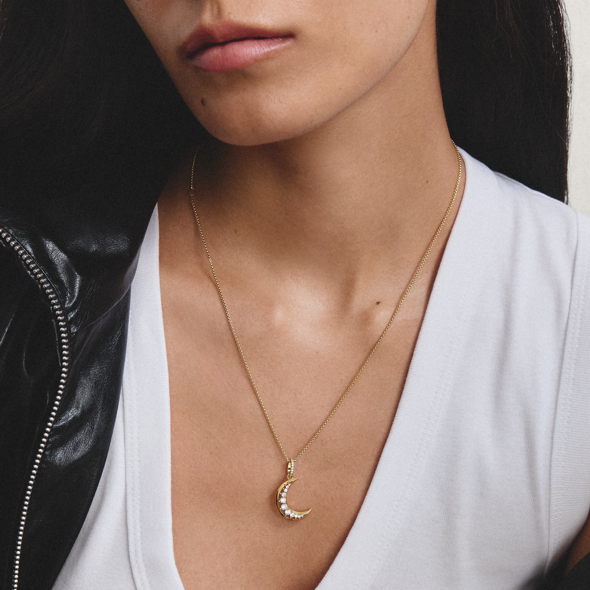 THOMAS SABO Kettenanhänger »Midnight Sky Anhänger Mond«  mit Zirkonia (synth.)