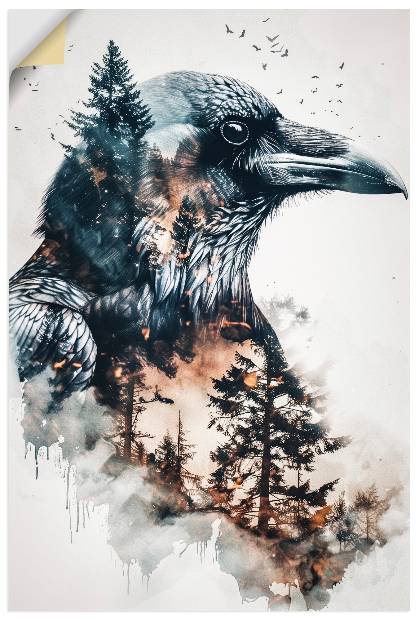 ARTLAND Raven Poster Gray 40x60cm 4