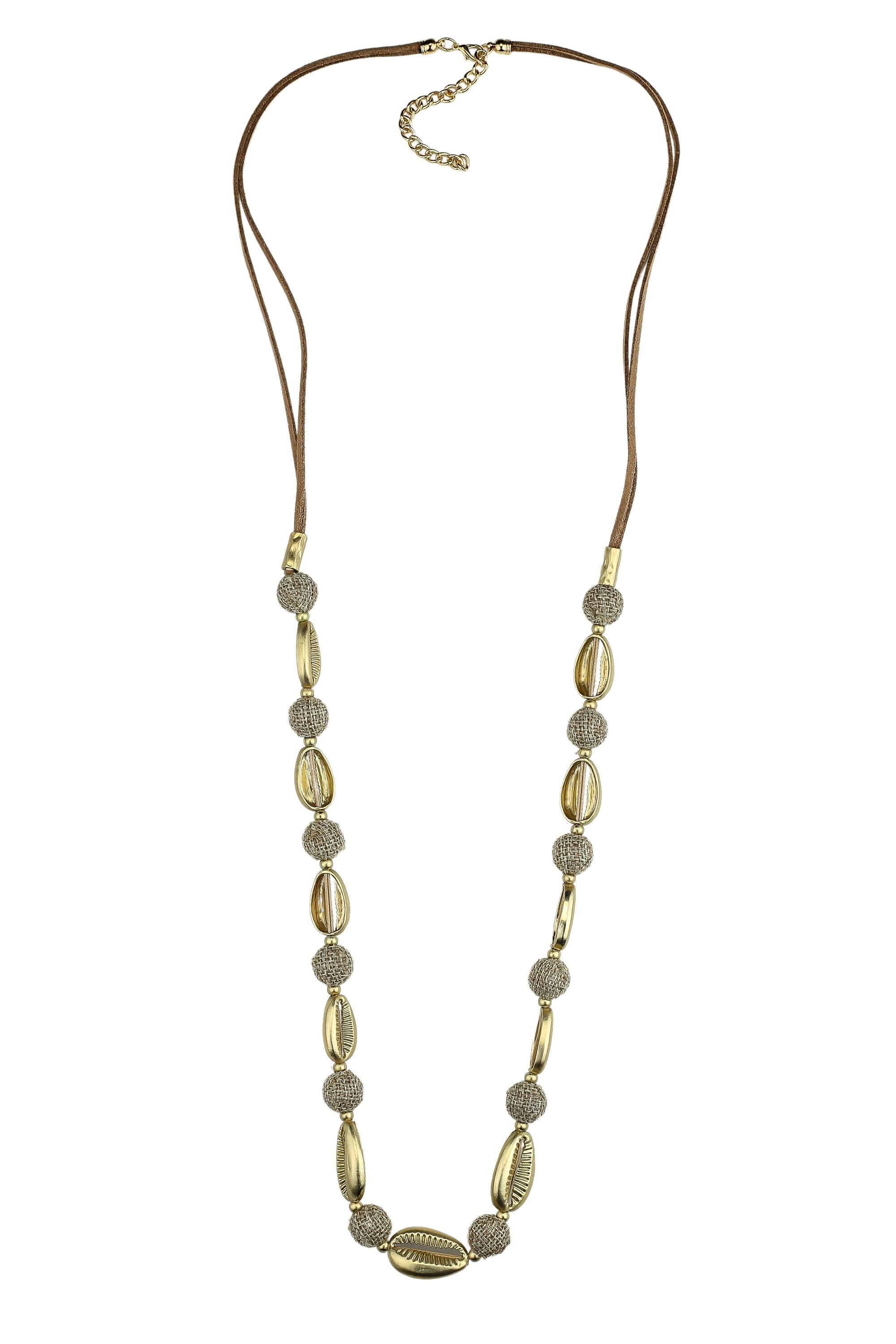 Lange Kette »Muschel«, goldfarbene Perlen in Muschelform