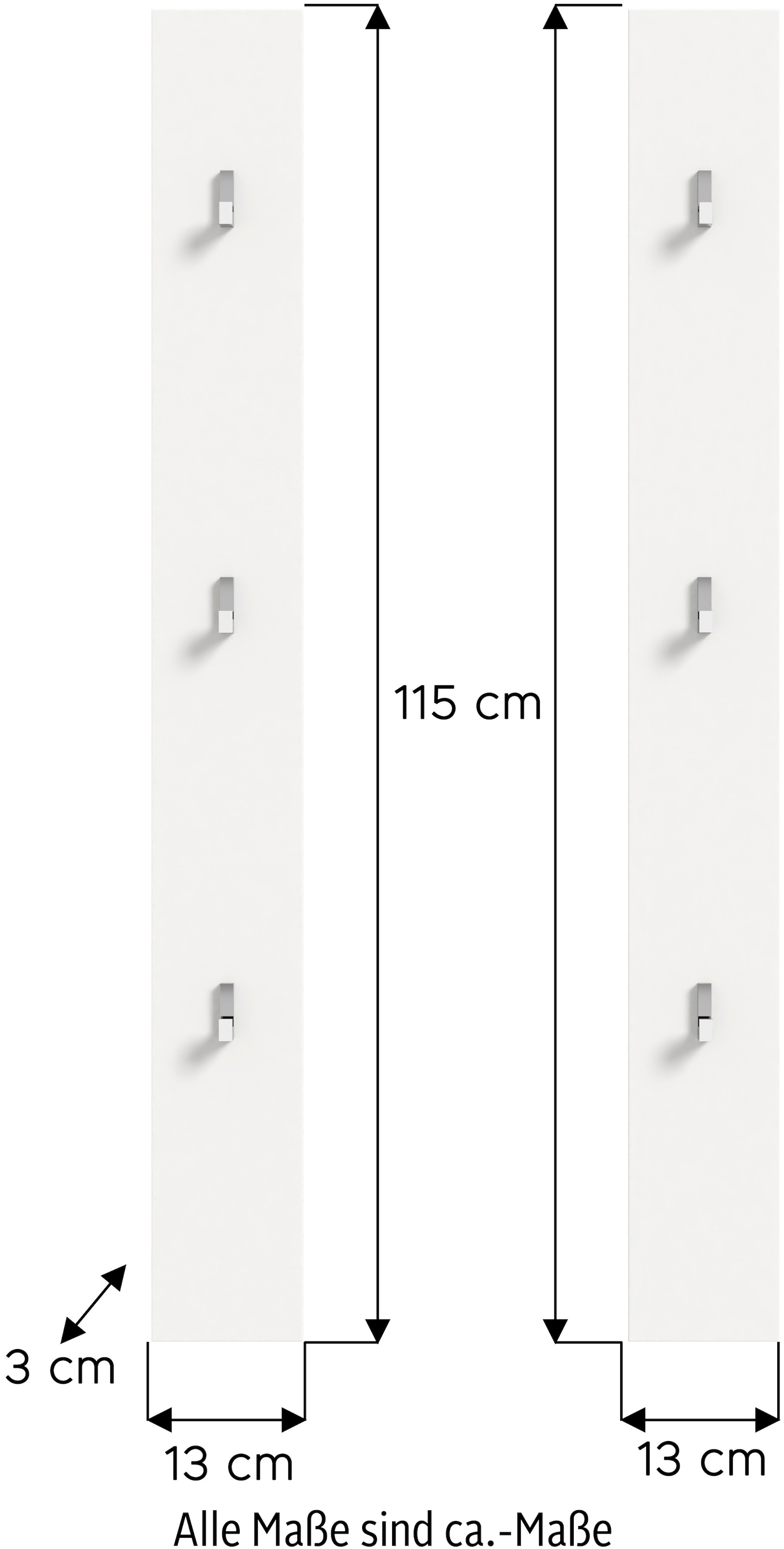 INOSIGN Garderobenpaneel, Trondheim Paneel 2er Set, Höhe 115 cm, 6 Haken, Flur, Diele