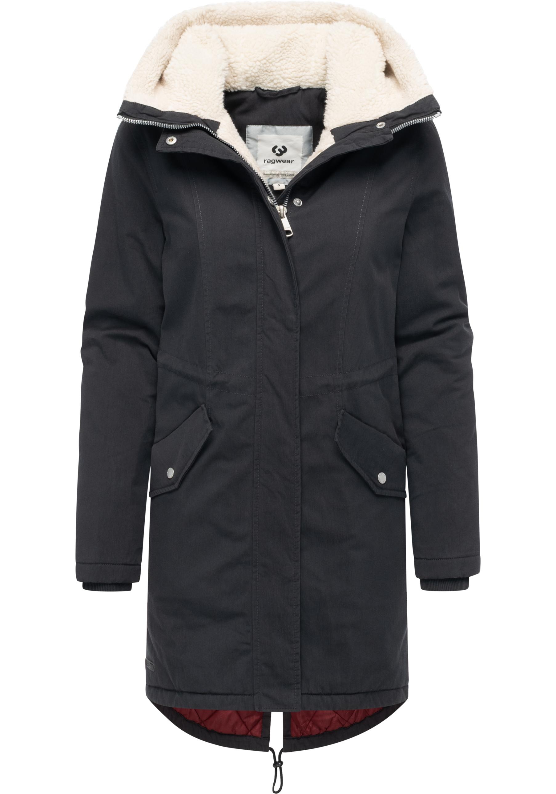 Kurzmantel RAGWEAR "Coogle YOUMODO", Damen, Gr. XS (34), schwarz, Obermaterial: 68% Baumwolle, 32% Nylon; Innenfutter: 100% Polyester; Wattierung: 100% Polyester, gerade ca. Mitte Oberschenkel, hoch geschlossener Ausschnitt, Ärmel ohne Ärmelschlitz Rippbü 3