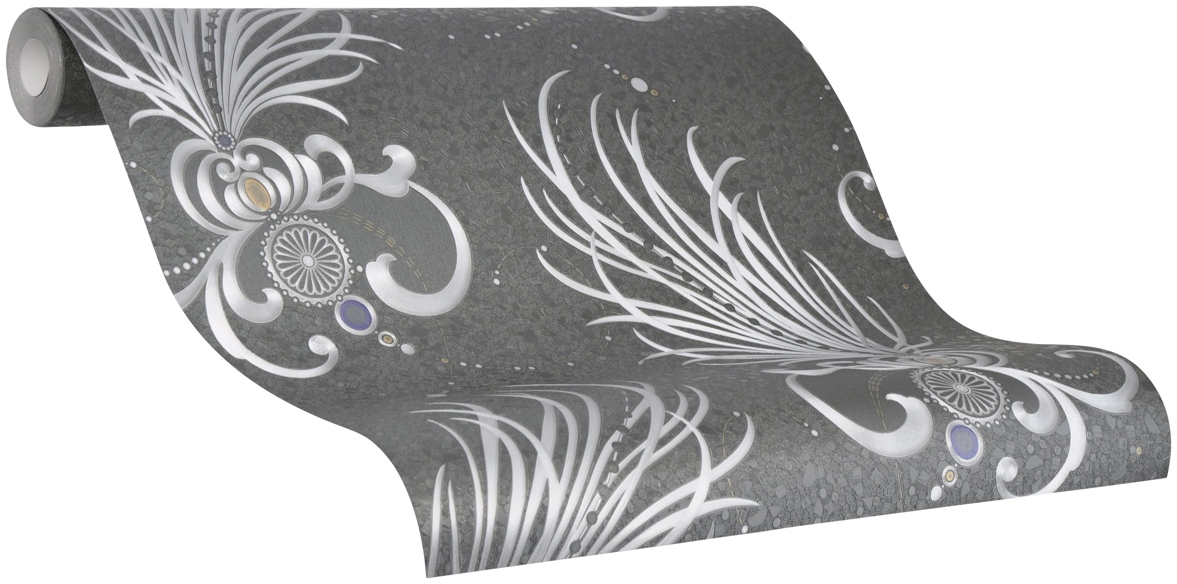 GLÖÖCKLER Vliestapete, B/L: 0,7m x 10,05m, Rollen: 1, silber, Wohnzimmer, Tapeten, moderne Tapete für Wohnzimmer Schlafzimmer Küche