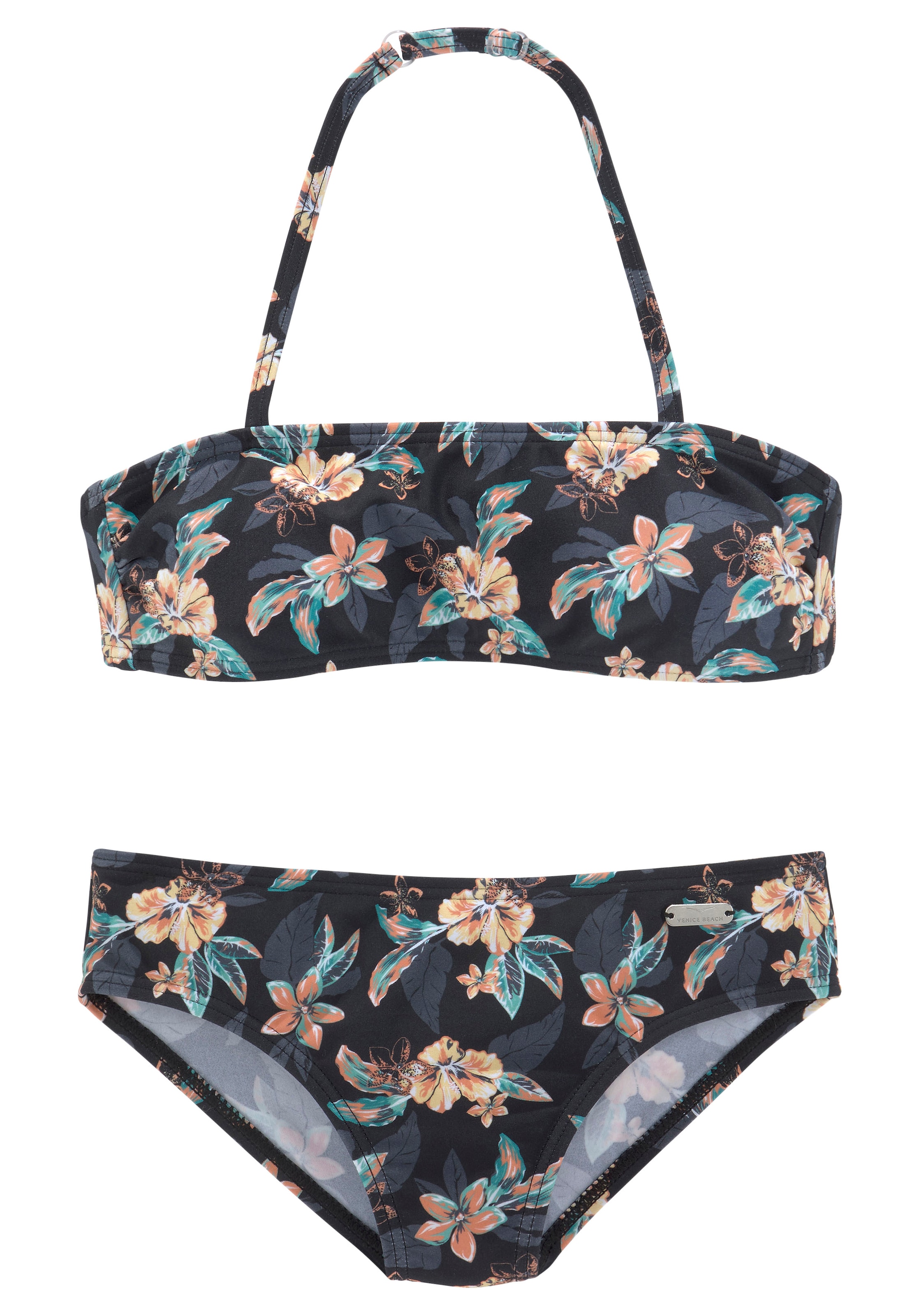 Venice Beach Bandeau-Bikini "Lori Kids", mit dunklem Tropendruck