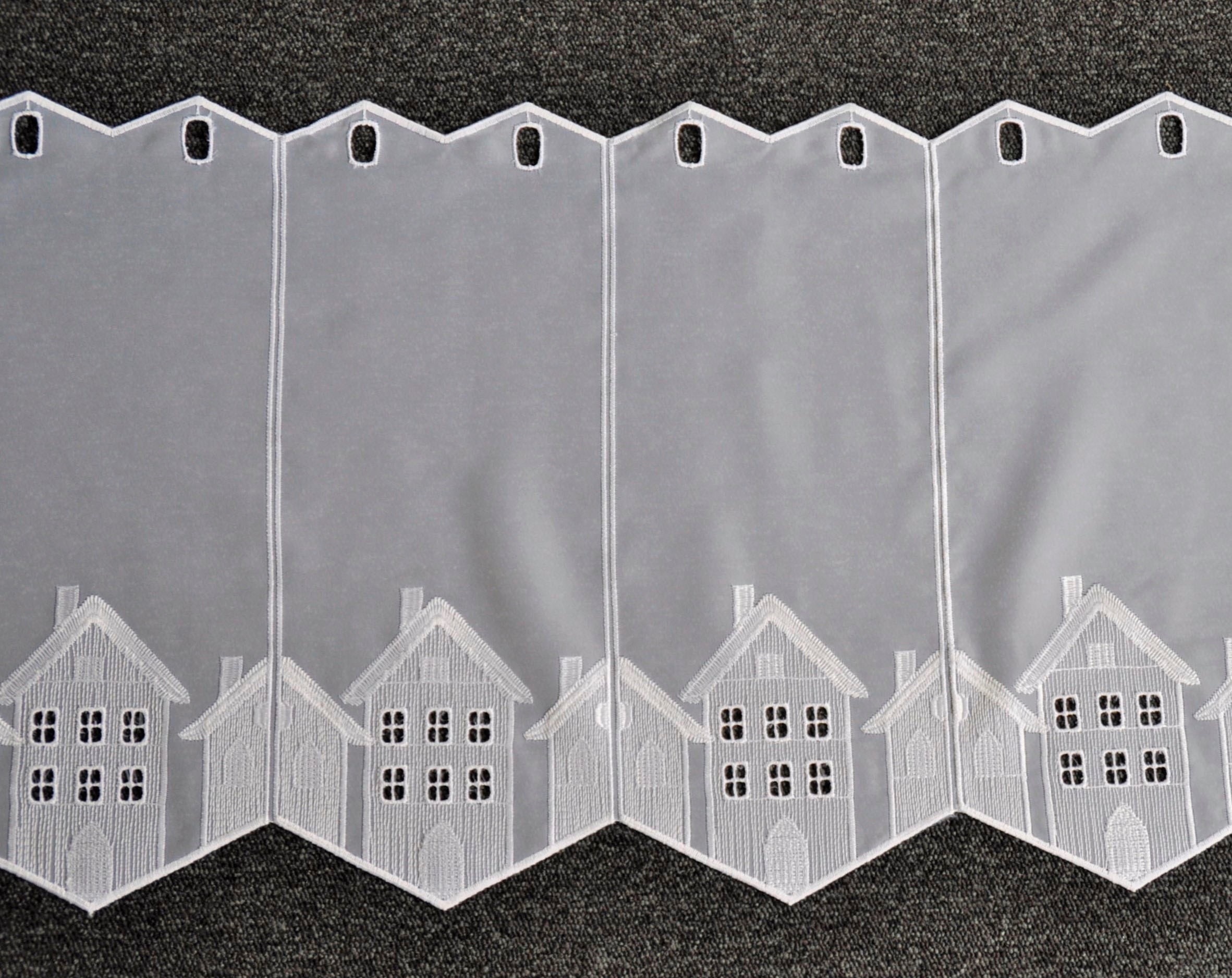 Stickereien Plauen Scheibengardine "Häuser" Stangendurchzug 1 Stk. tlg. günstig online kaufen