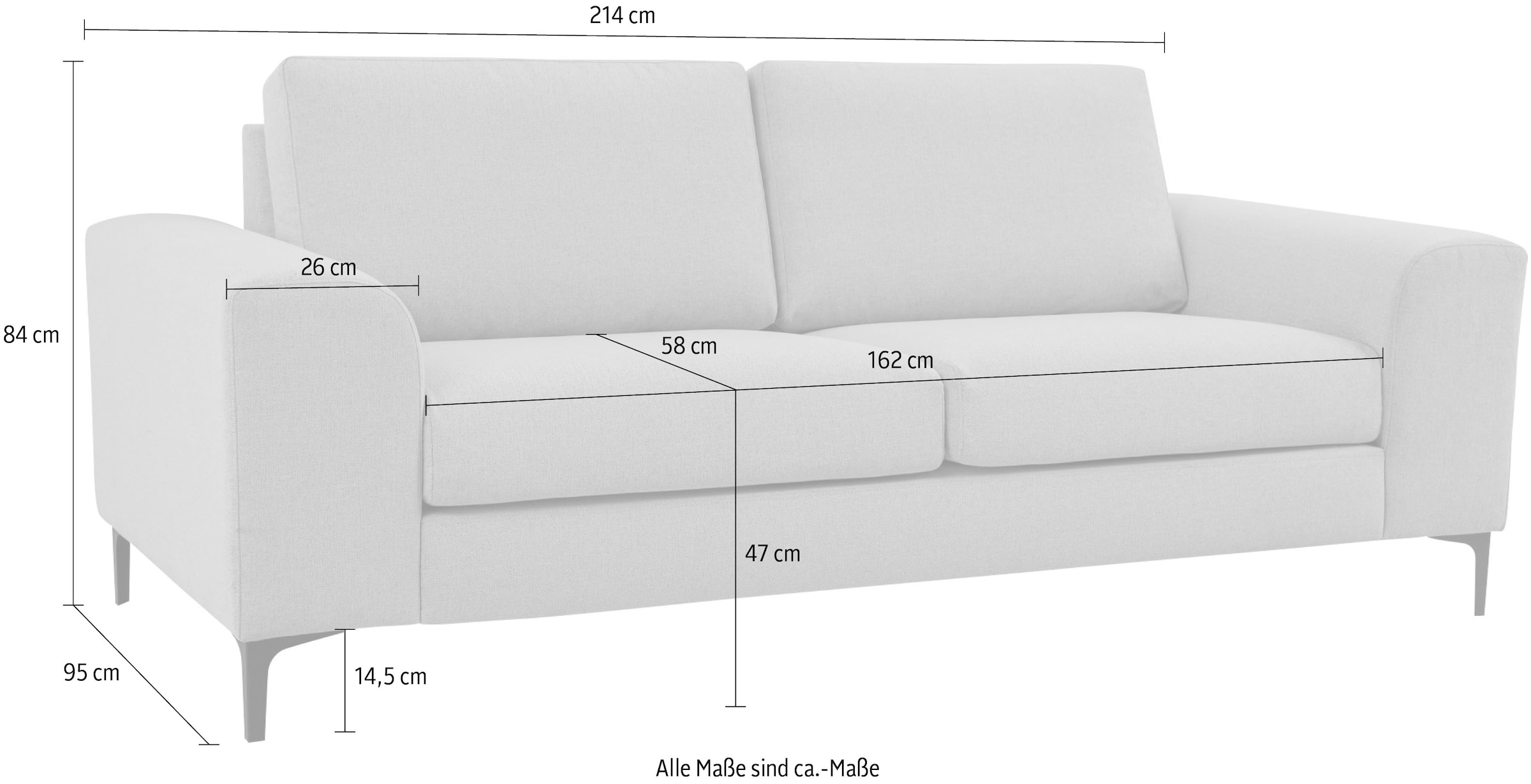 INOSIGN 2,5-Sitzer »Henry«, mit Metallbeinen, in modernem Design