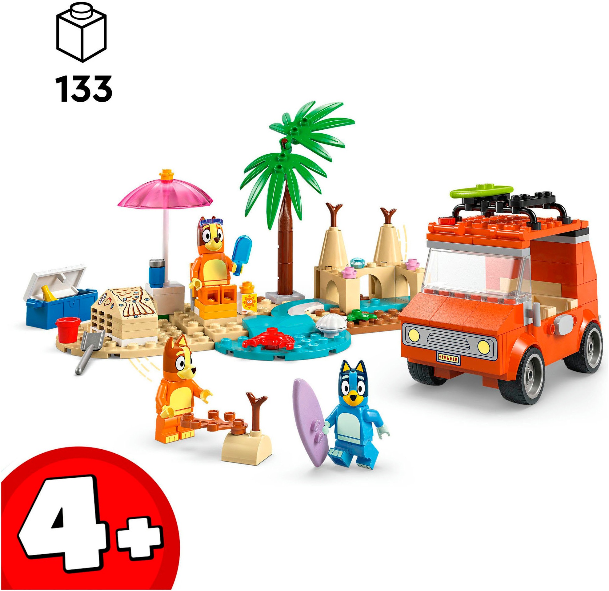 LEGO® Konstruktionsspielsteine »Blueys Strandausflug (11202), LEGO Bluey«, (133 St.), Made in Europe