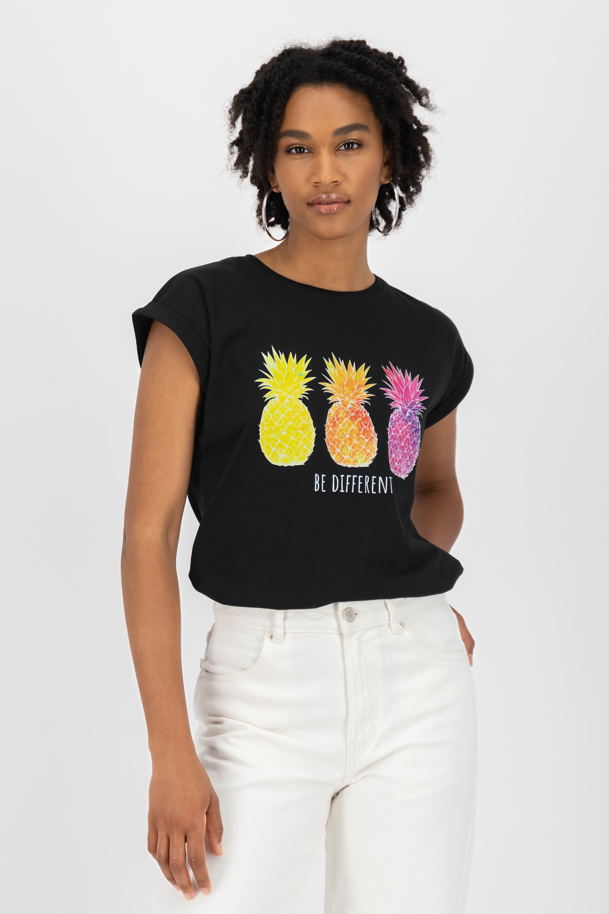 Rundhalsshirt »EnidAK P Shirt be different pineapples Damen Kurzarmshirt, Shirt«