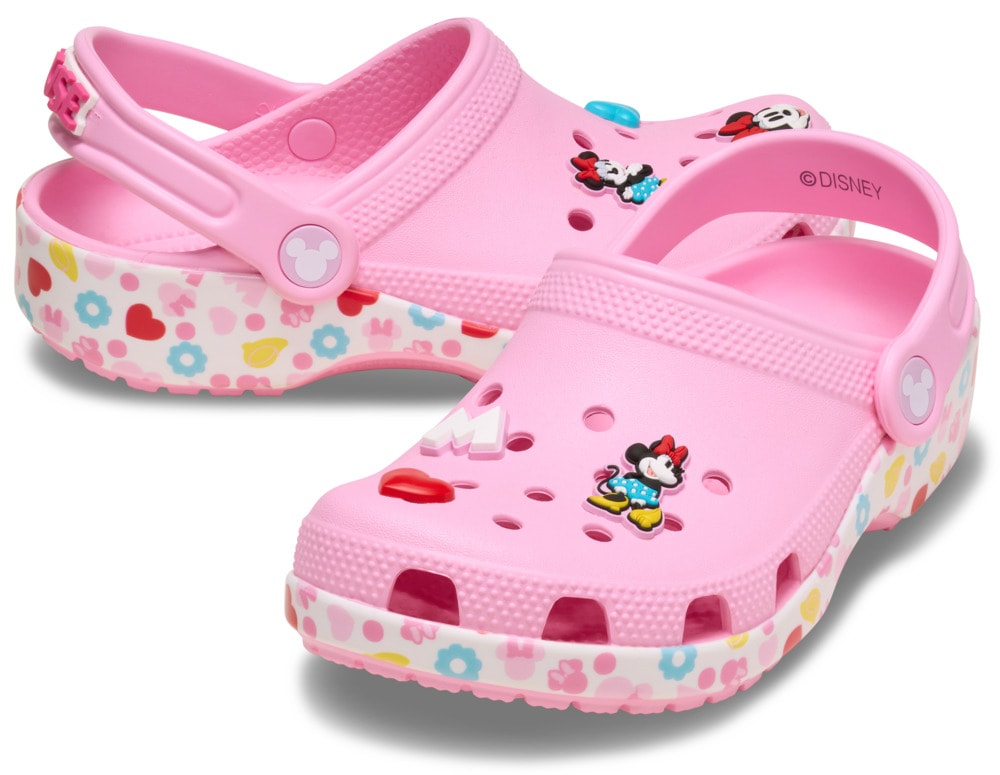 Crocs Clog »Mickey Friends Minnie Classic Clog K«, Hausschuh mit buntem Motiv
