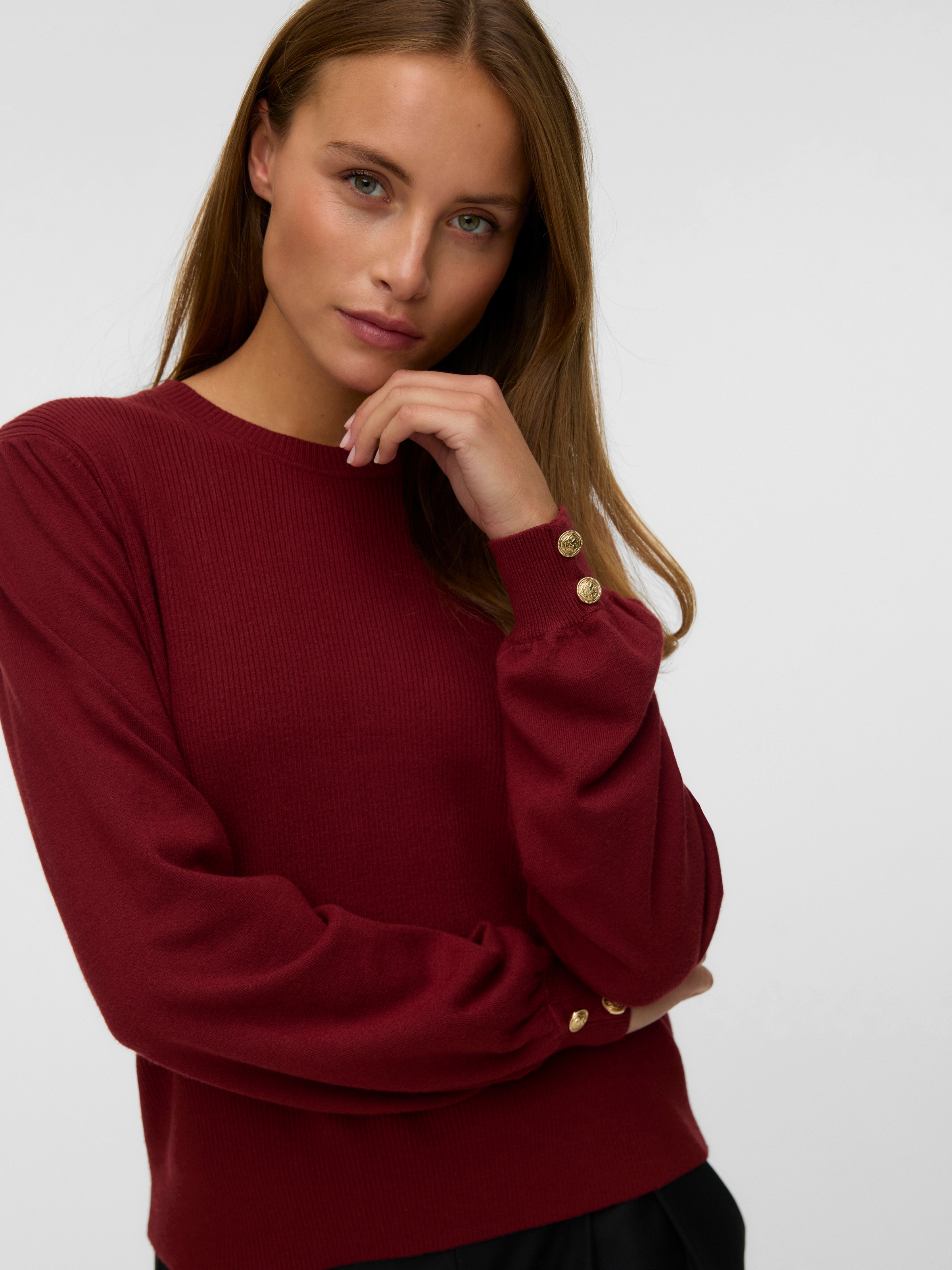 Vero Moda Strickpullover "VMHOLLYKARIS LS O-NECK PULLOVER BOO" günstig online kaufen