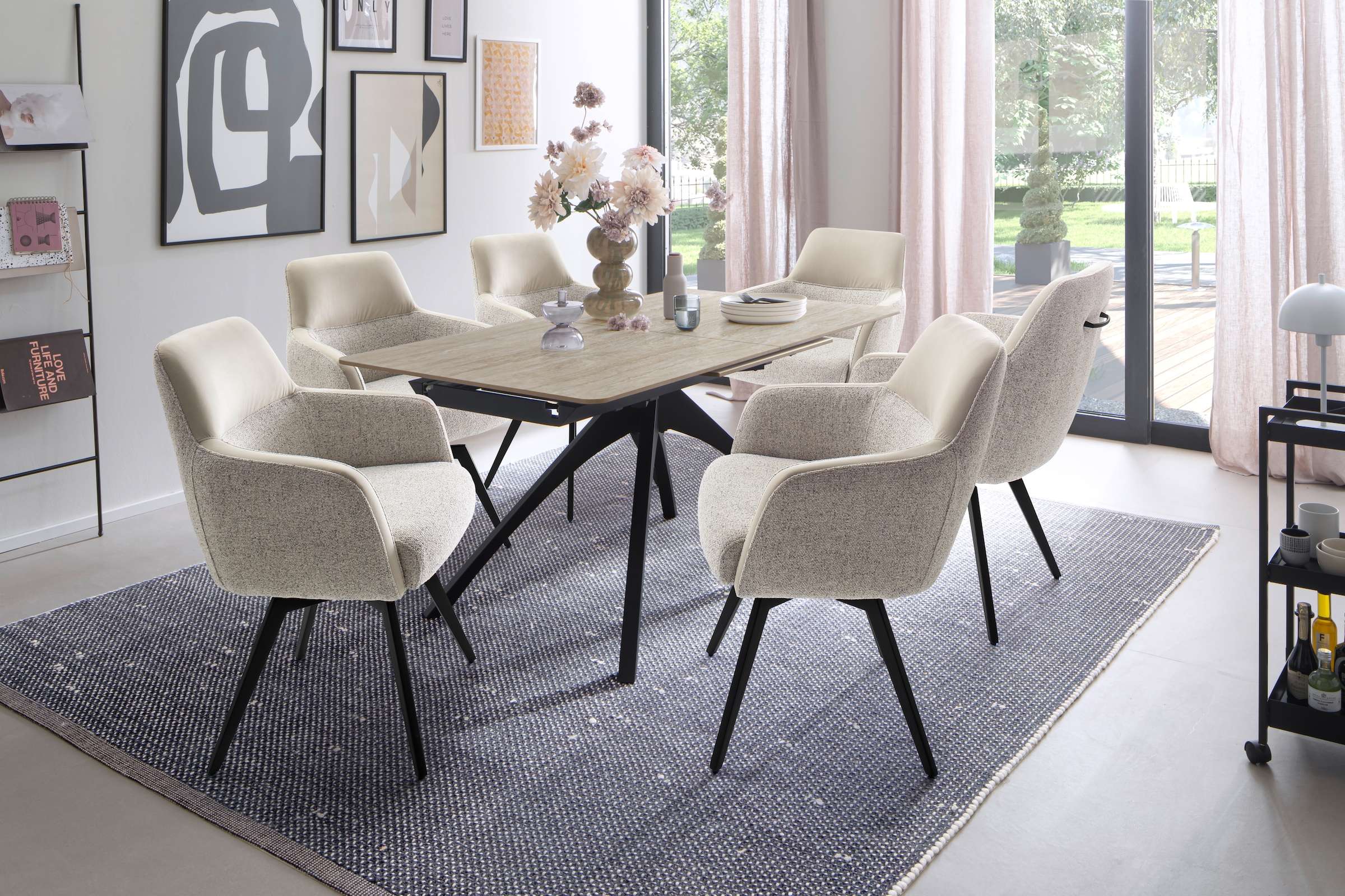 MCA furniture Esstisch »CERRITO Auszugtisch 160-220 cm - marmoriert«, (1 St.), Keramik,Metall,Synchronauszug,ausziehbar,8-10 Personen