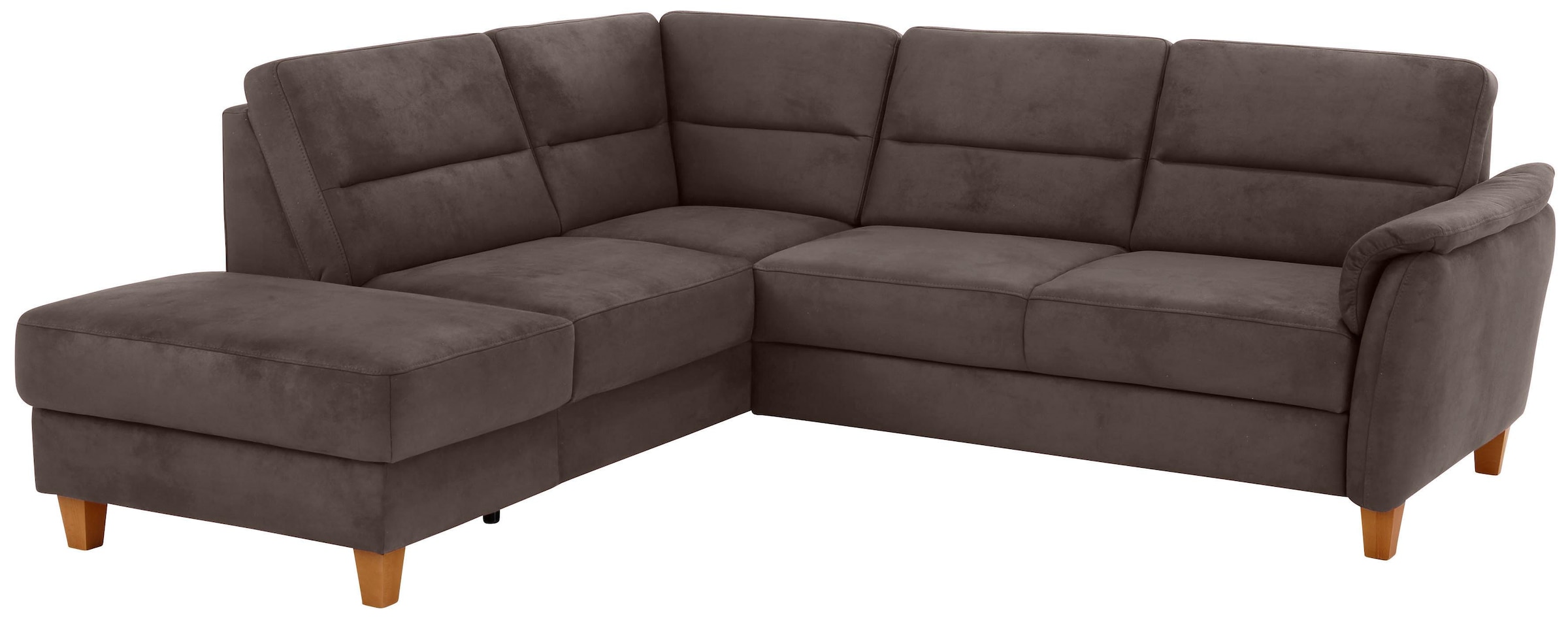 Home affaire Ecksofa "Palmera, L-Form, B: 236 cm, Bettfunktion & Bettkasten wählbar" Federkern-Polsterung, Sitzhöhe 48 cm, handgefertigt, stilvolles Design