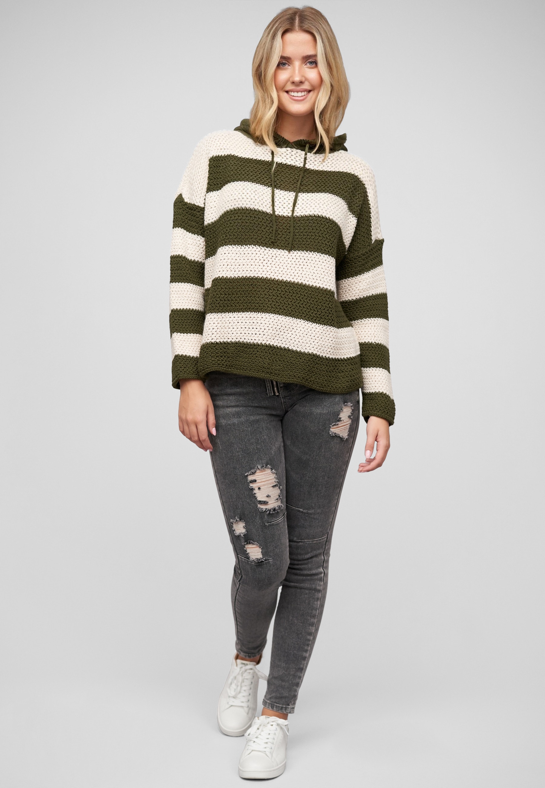 CLOUD 5IVE Kapuzenpullover »CLOUD 5IVE Strick-Hoodie mit Tunnelzug und Streifen« 1 Stk.