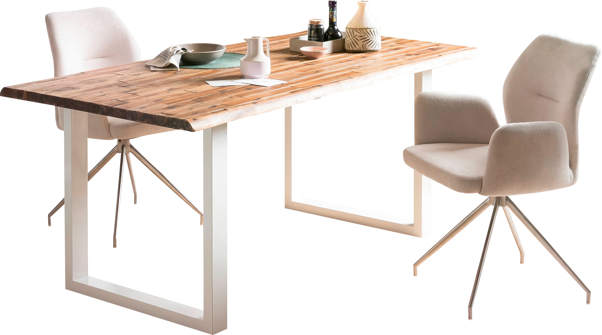 SalesFever Baumkantentisch "Tisch mit Baumkante im Natur-Look" Metall triff günstig online kaufen