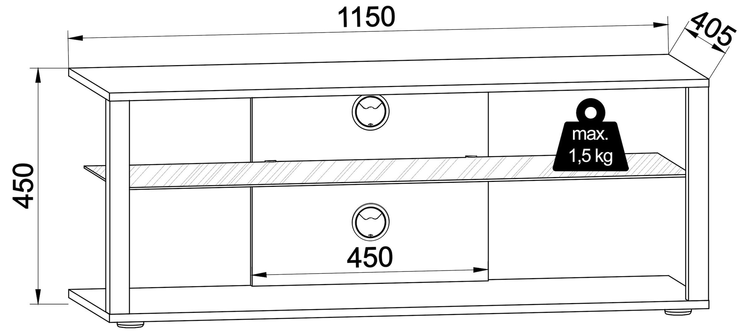 VCM Wohnzimmertisch »TV Lowboard Fernsehschrank Konsole Rack Folas XL«