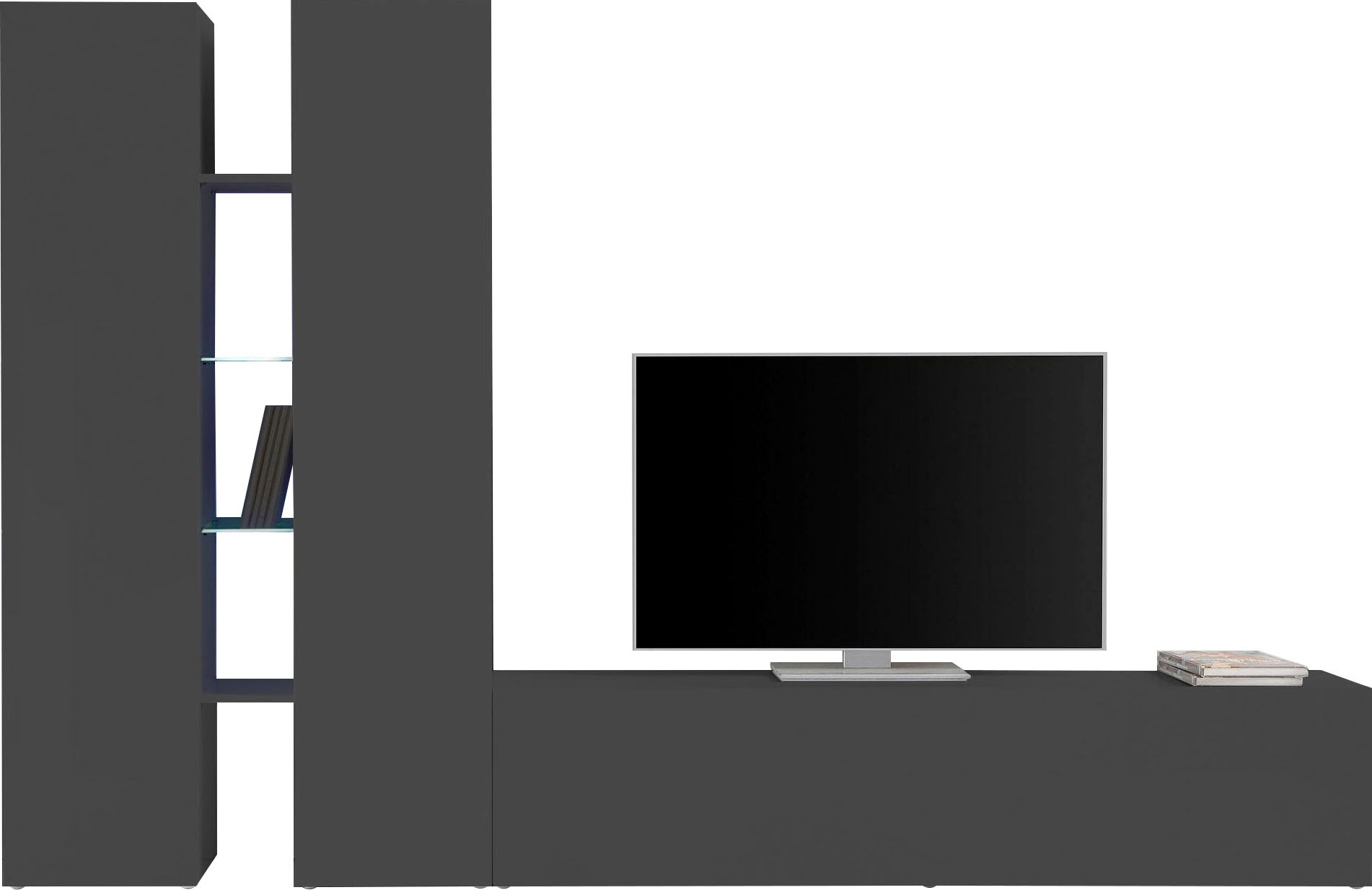 Wohnwand HOME AFFAIRE, B:280cm H:180cm T:30cm, grau, Spanplatte, Wohnzimmer, Kastenmöbel-Sets, "Maruska"