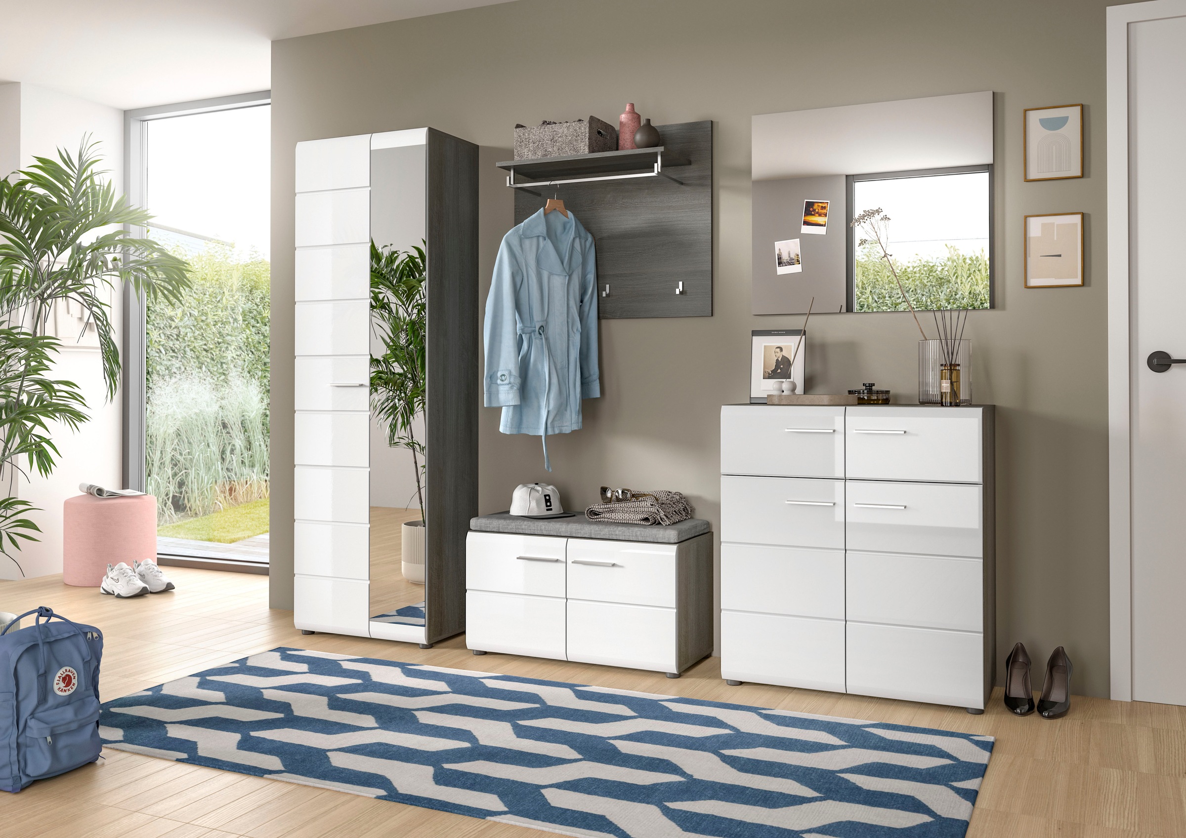 Home affaire Garderoben-Set "Rumba, 5-teilig, Breite 250 cm, Hochglanz Fron günstig online kaufen