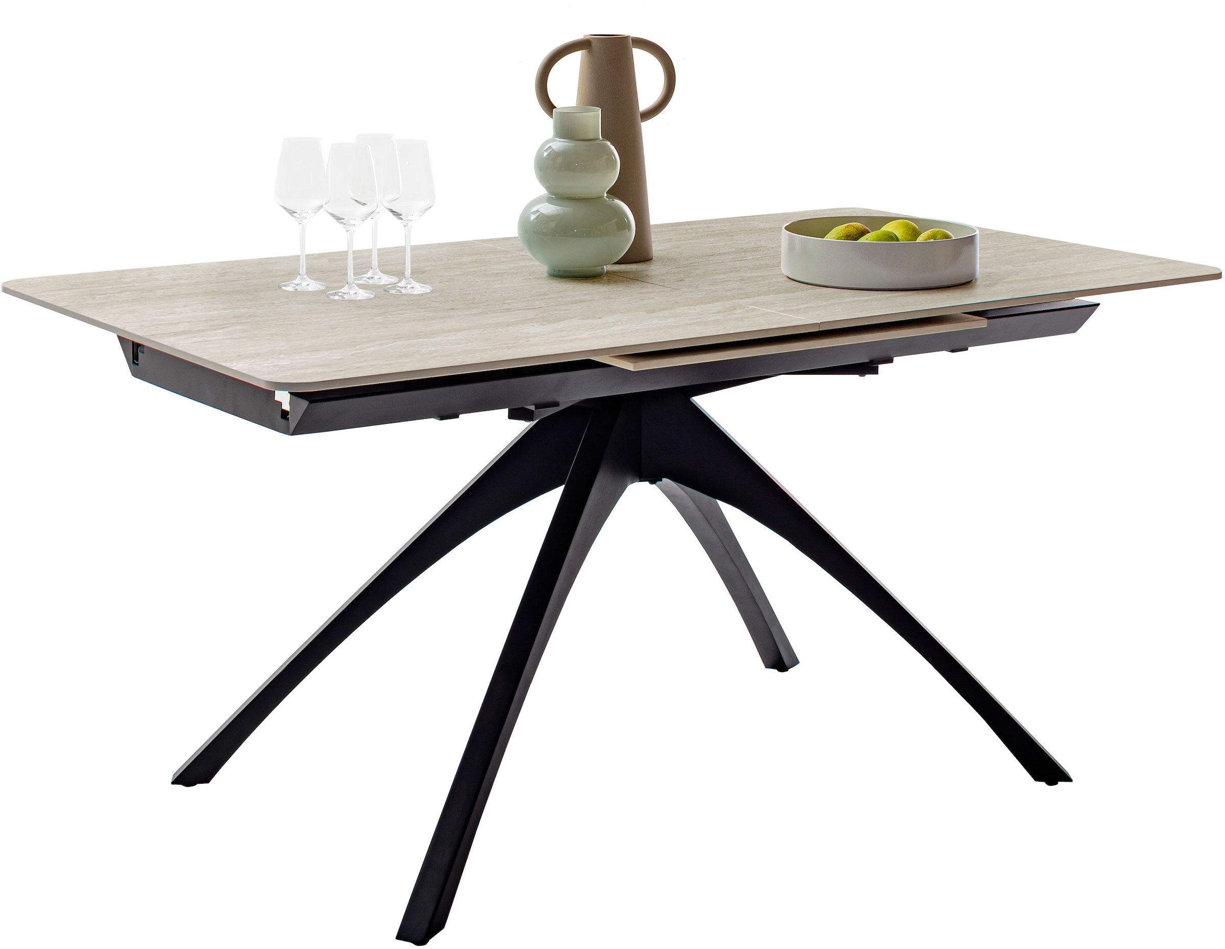 MCA furniture Esstisch »CERRITO Auszugtisch 160-220 cm - marmoriert«, (1 St.), Keramik,Metall,Synchronauszug,ausziehbar,8-10 Personen