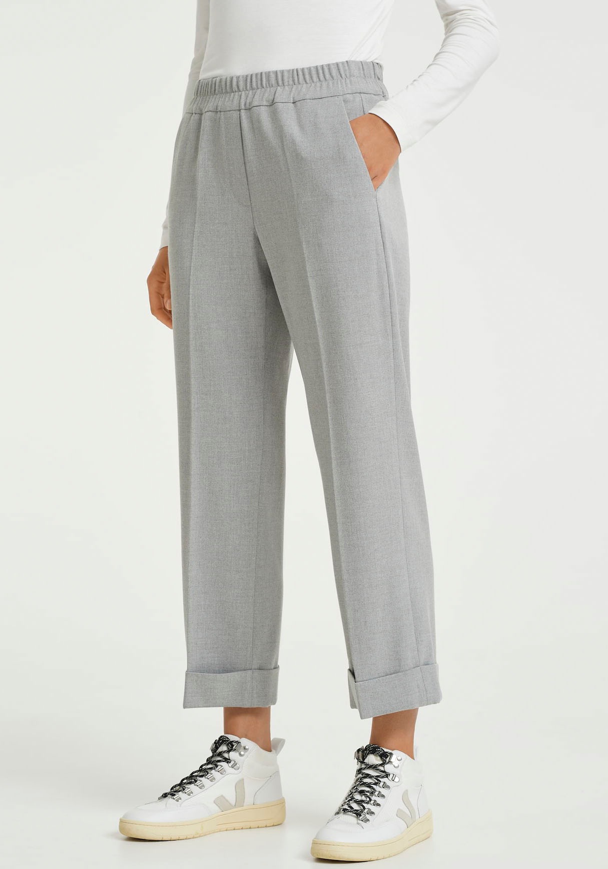 opus -  Stoffhose "Maikito brushed", mit Umschlagbund am Bein