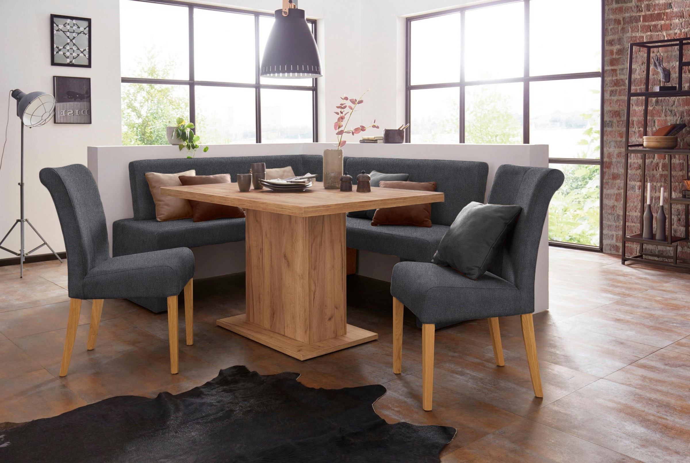 Home affaire 4-Fußstuhl "Barcelona" (Set) 2 Stk. Struktur grob Stuhlbeine a günstig online kaufen