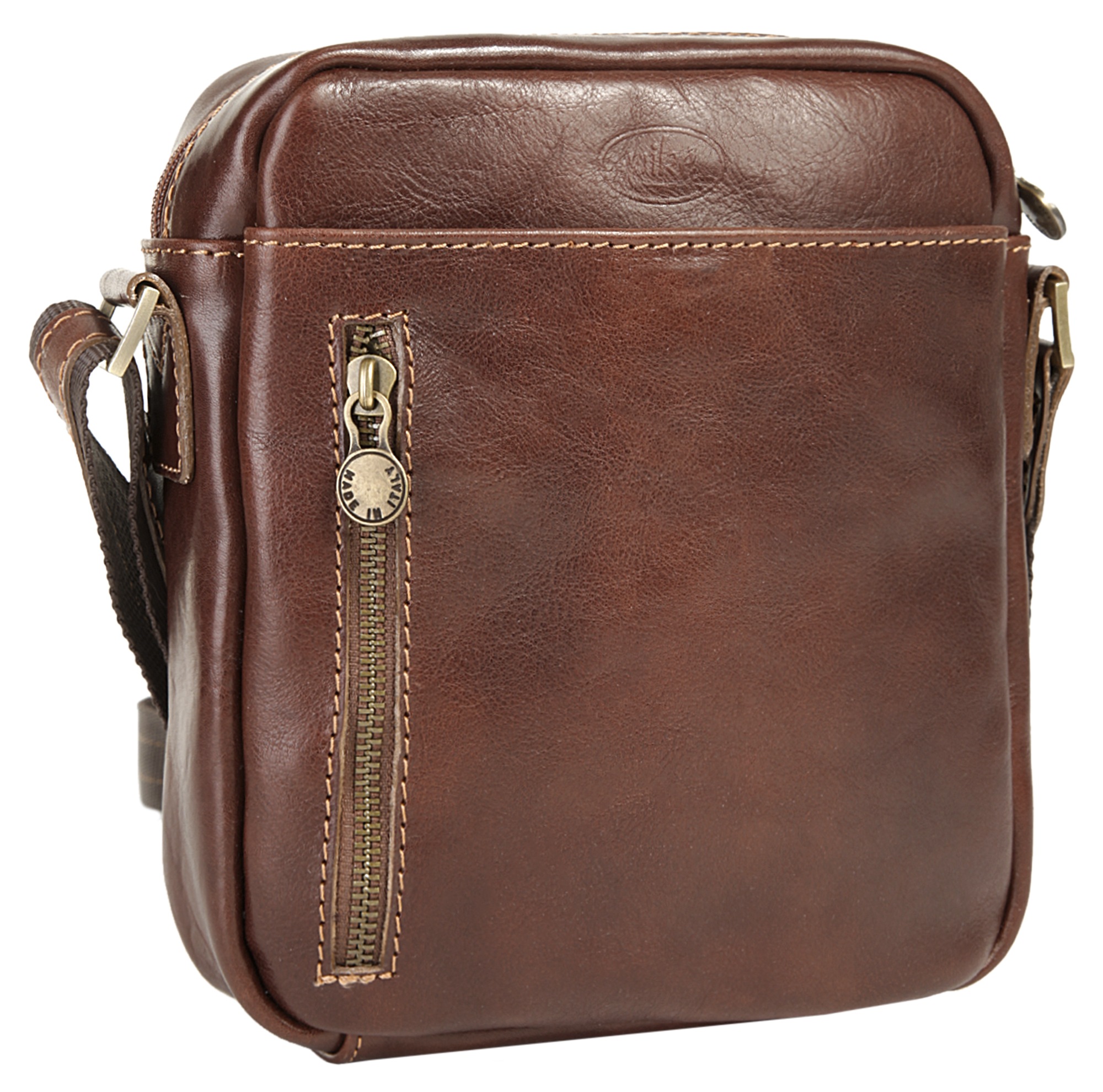 Piké Herren Umhängetasche aus Leder Braun One Size 3
