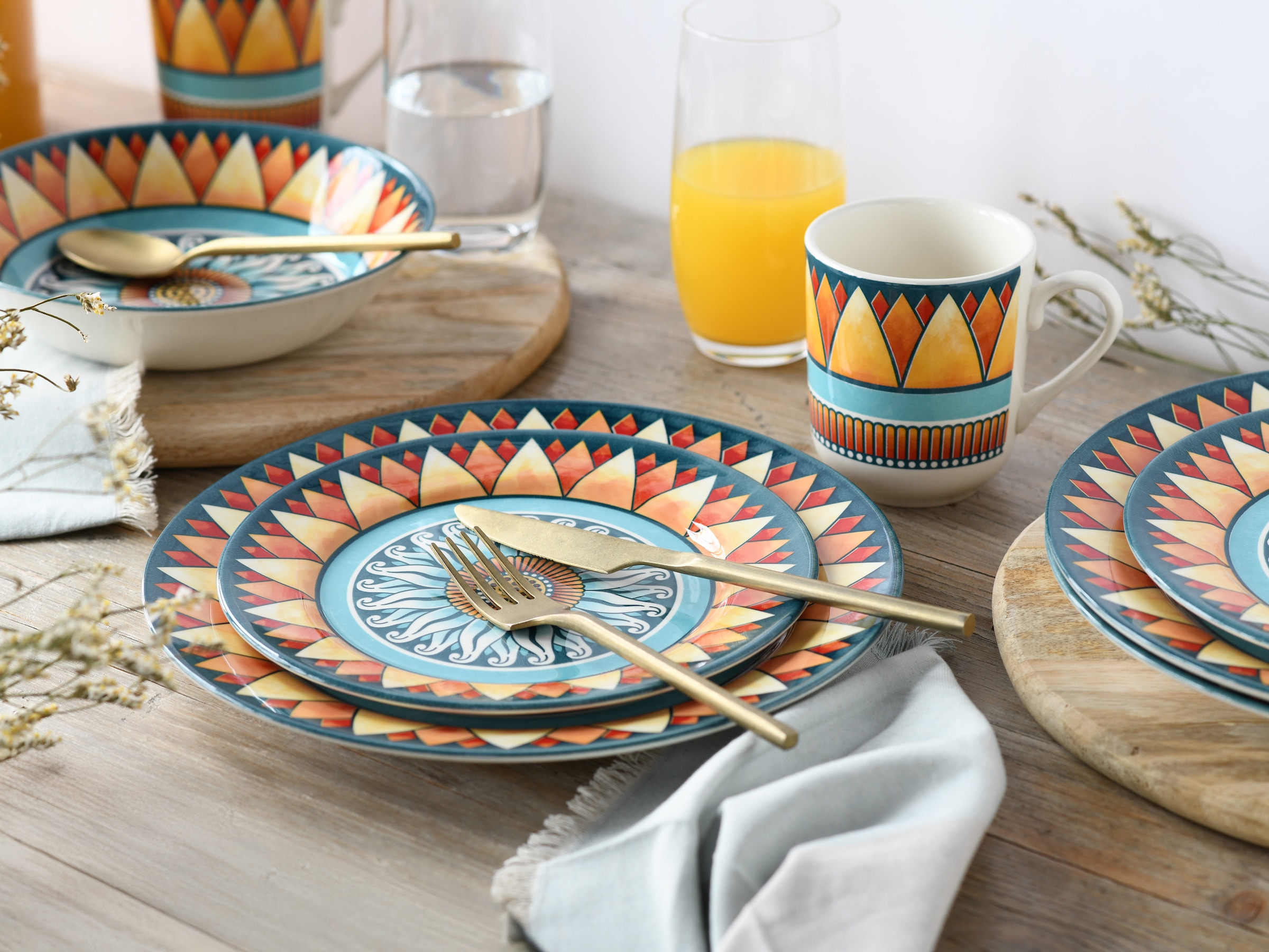 CreaTable Kombiservice »Soleil«, (Set, 16 tlg.), Sonnenmotiv
