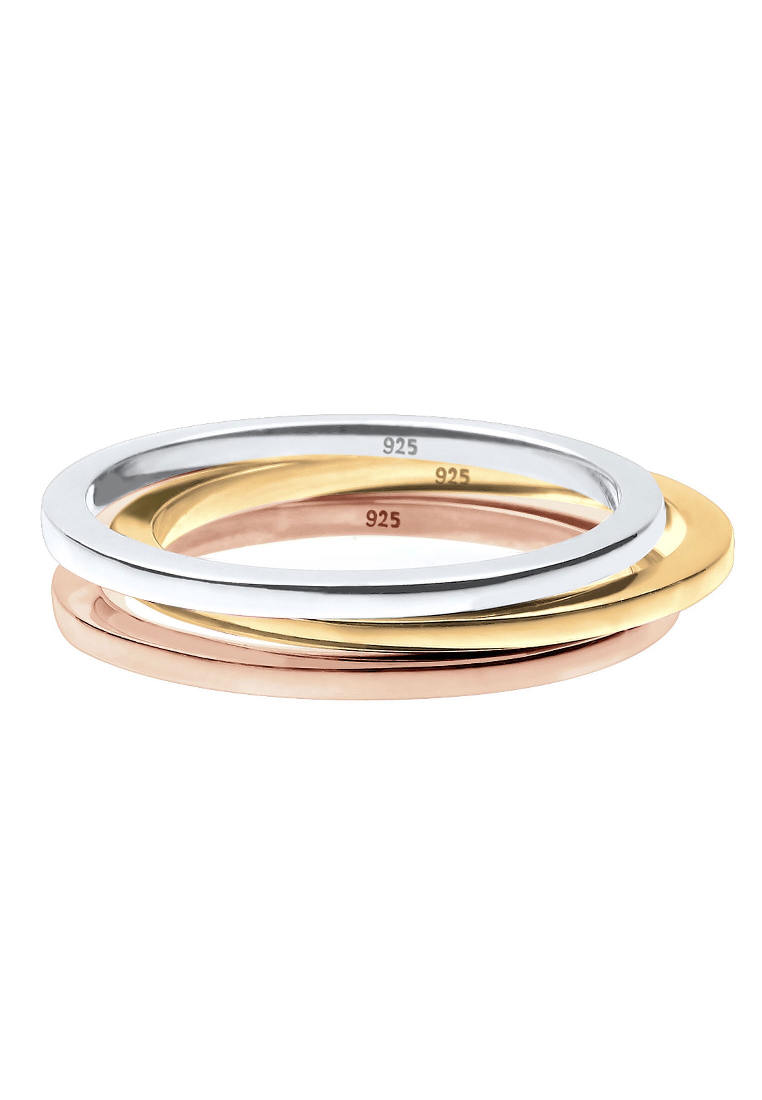 Elli Ring-Set »(Set,3 tlg) "Stacking-Rings" Tricolor 925 Silber«