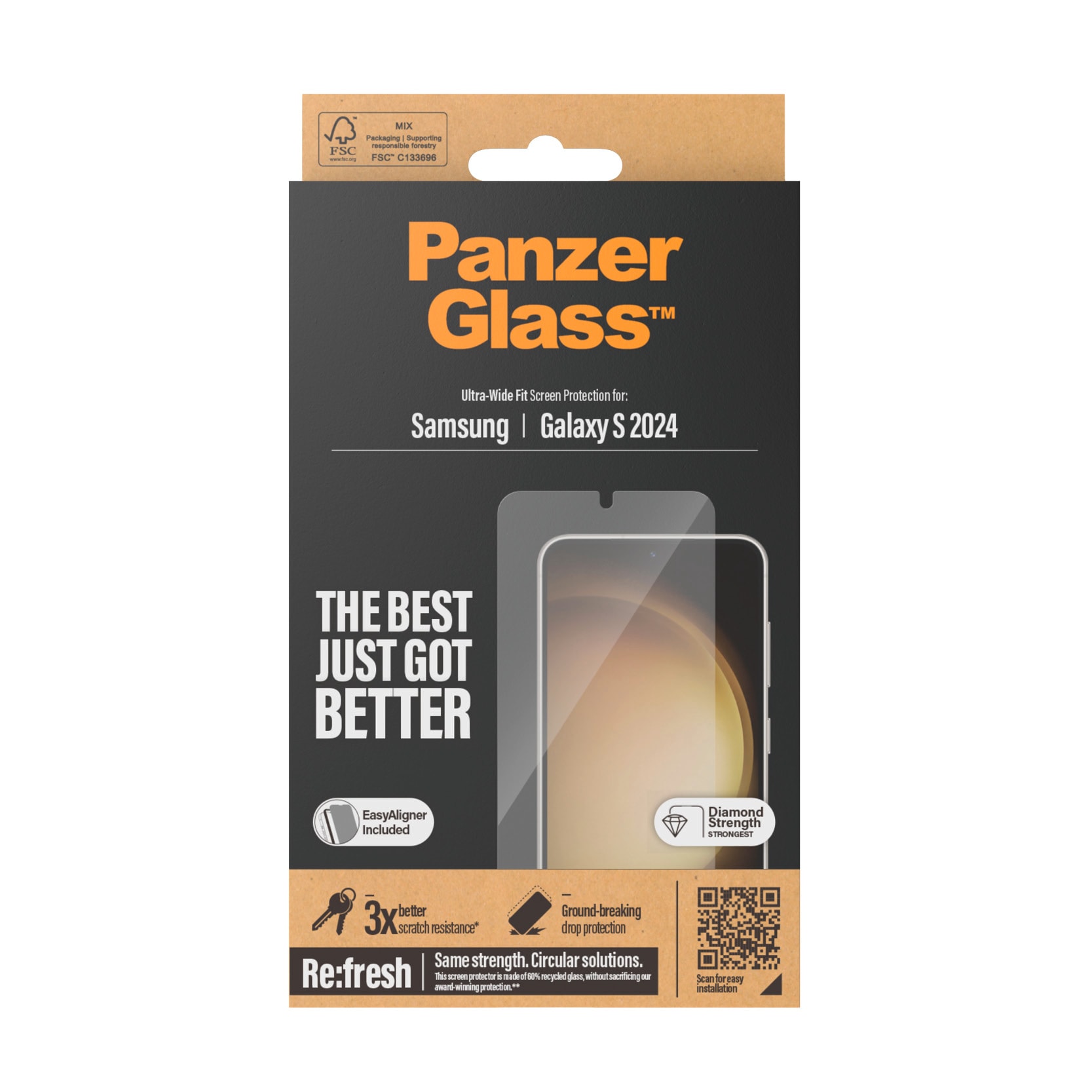 PanzerGlass Displayschutzglas »Ultra Wide Fit Screen Protector«, für Samsung Galaxy S24, Displayschutzfolie, stoßfest, kratzbeständig