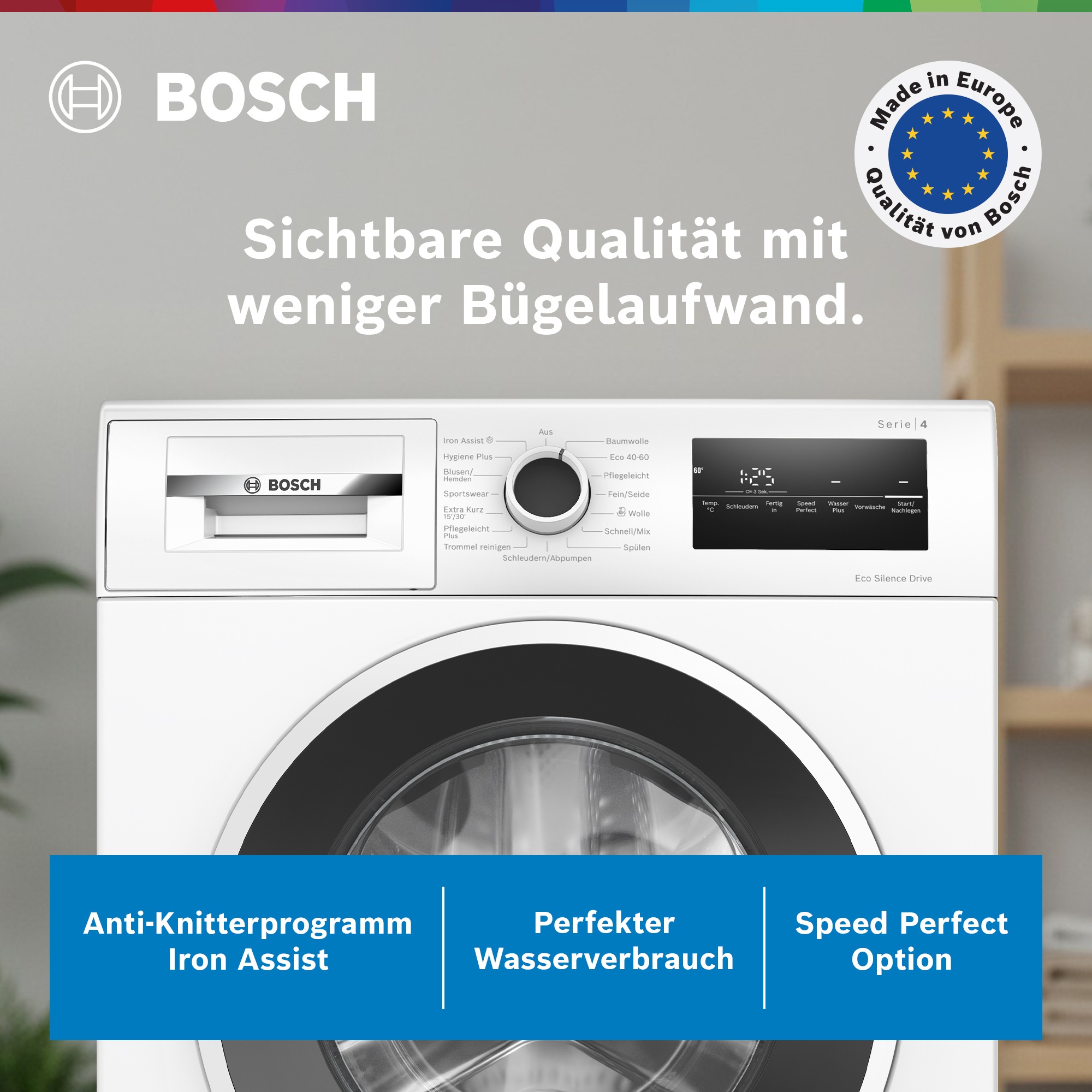 BOSCH Waschmaschine Serie 4 "WAN28225" 8 kg 1400 U/min Knitter-Programm Iro günstig online kaufen