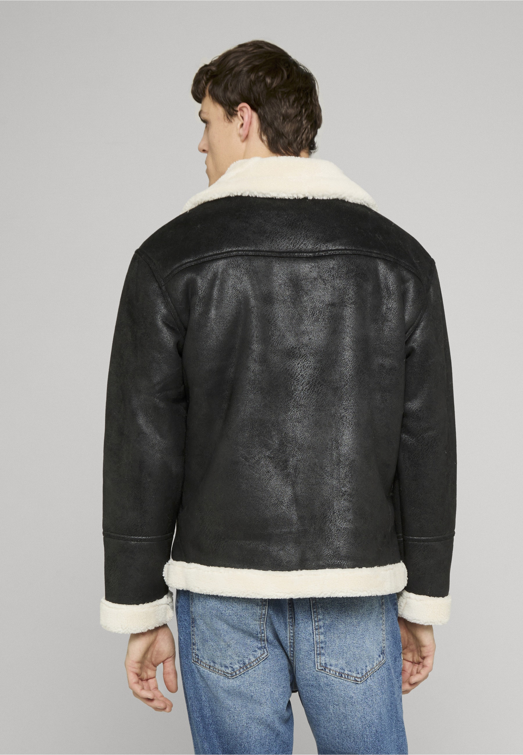URBAN CLASSICS Winterjacke »Urban Classics Shearling Biker Jacket« 1 Stk. tlg. ohne Kapuze